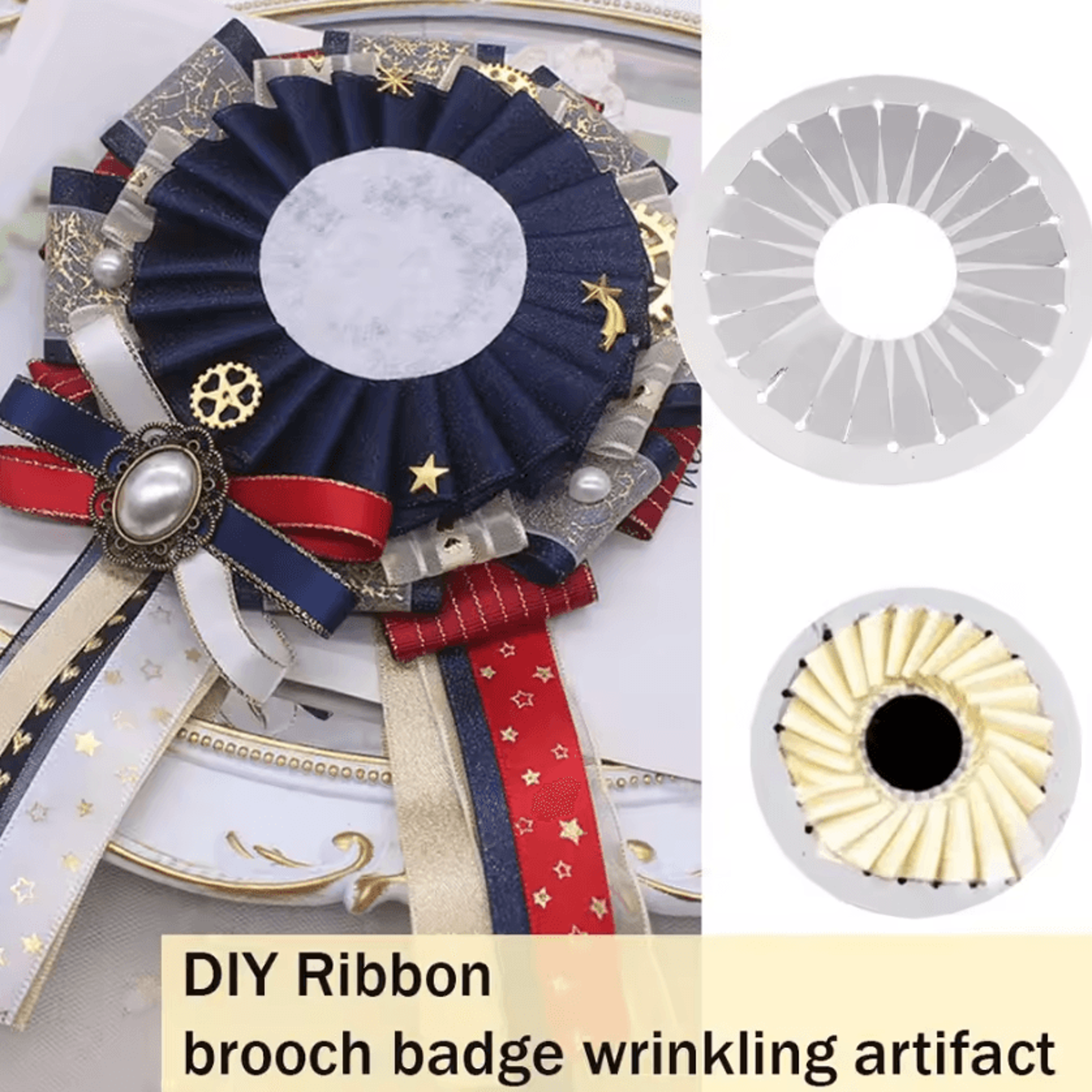ribbon rosette maker tool for flowers, badges and brooches