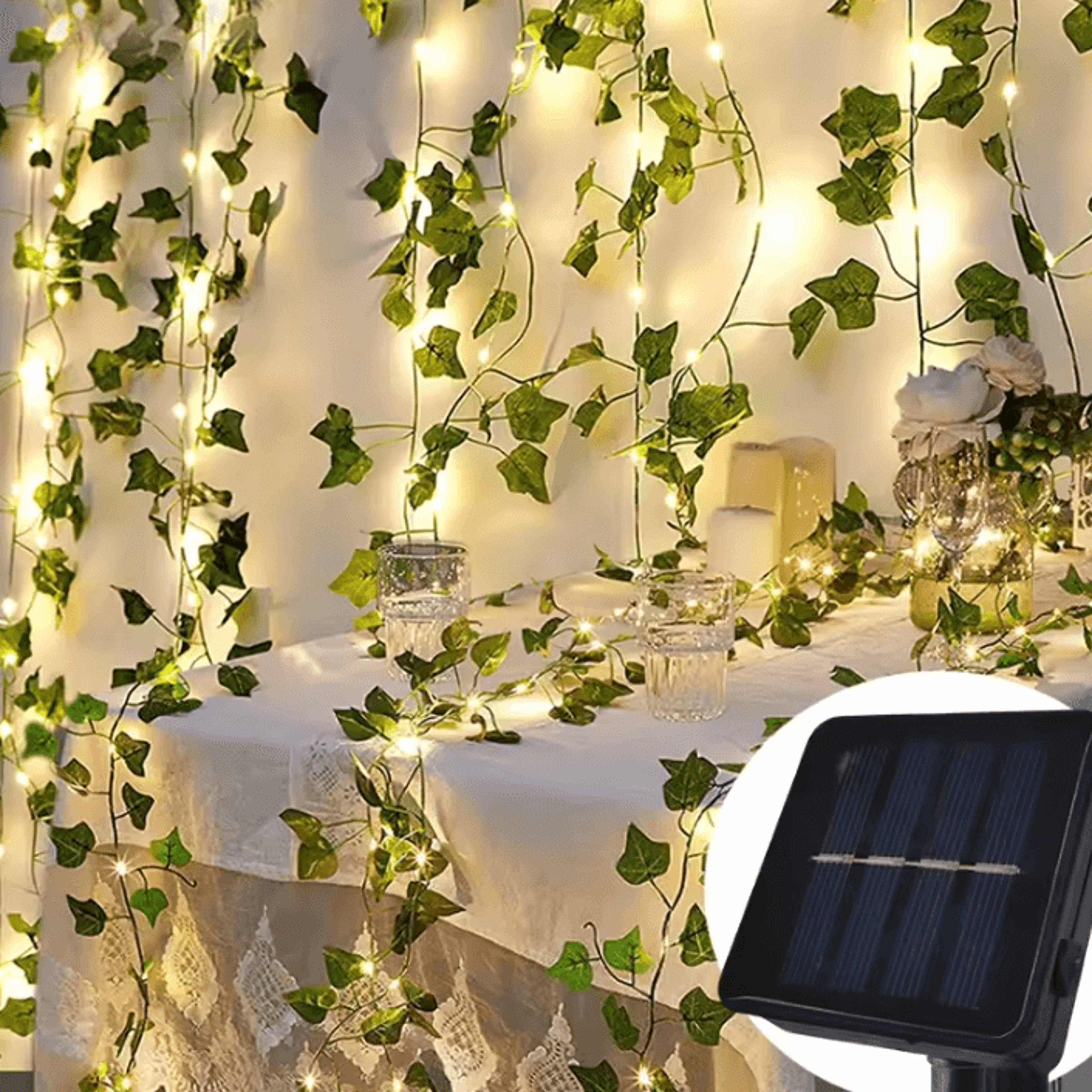 solar ivy maple leaf fairy string lights for garden decor