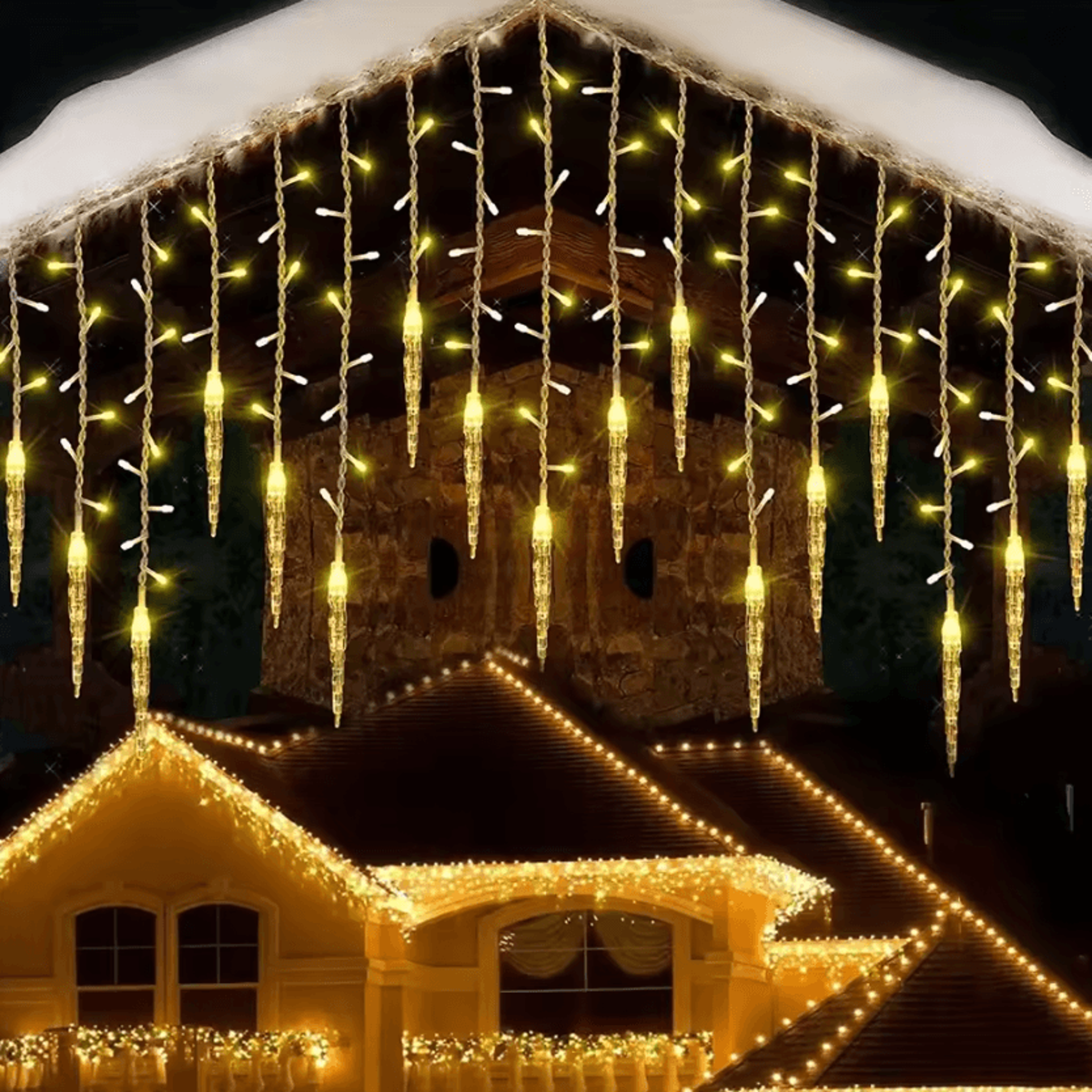 led icicle curtain string lights for christmas and outdoor decor