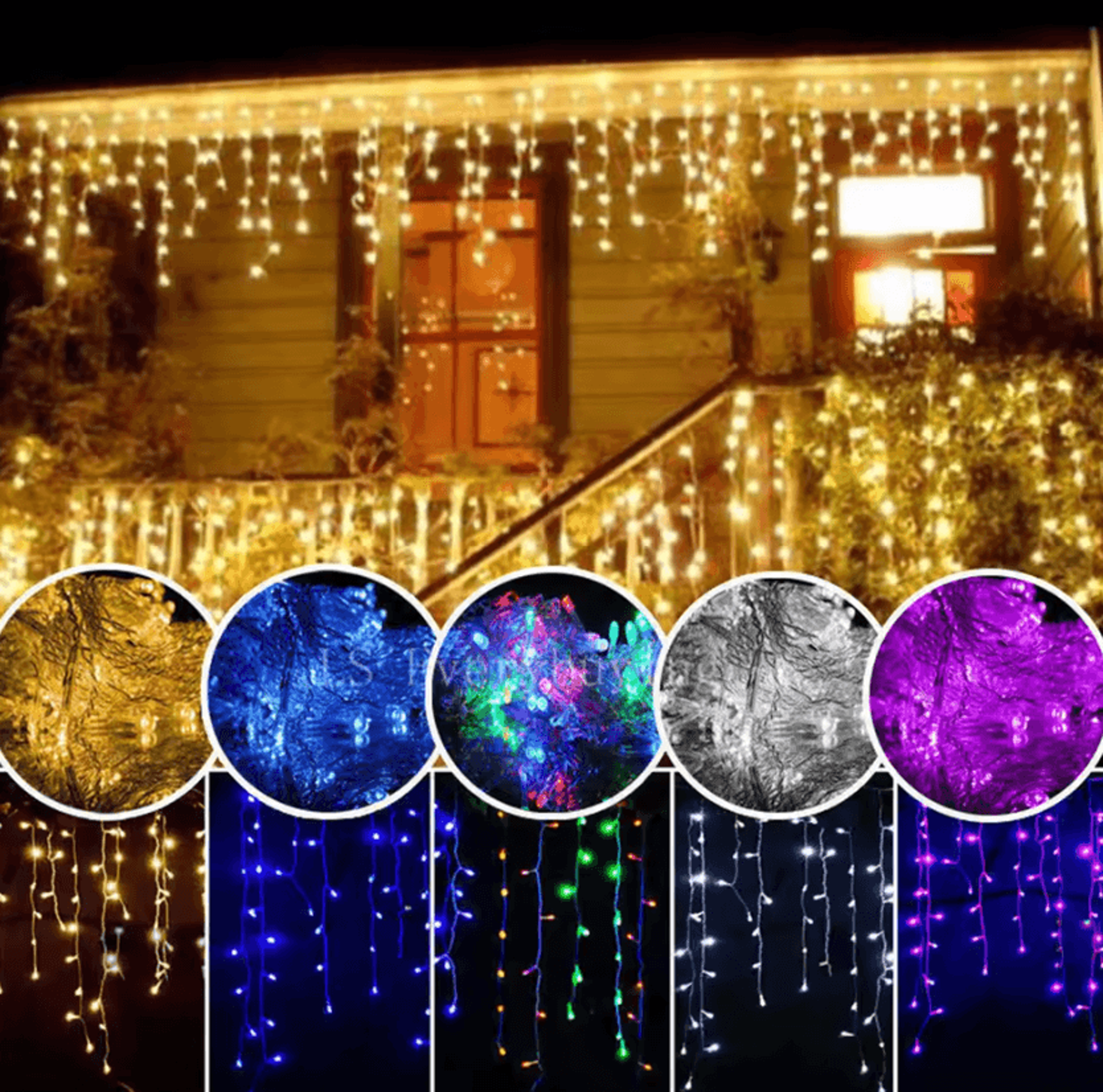 5m waterproof led icicle curtain lights for christmas and outdoor decor