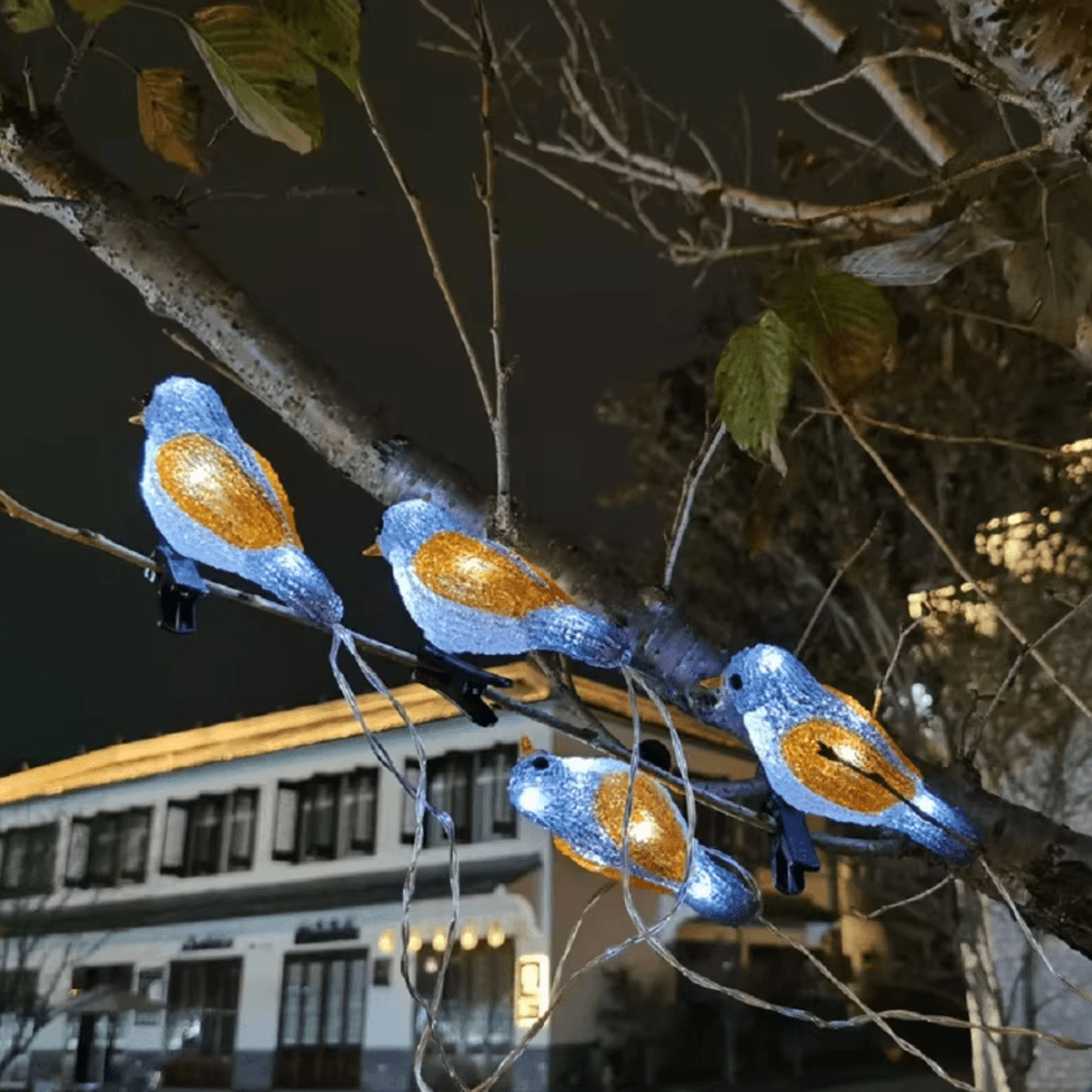 5 led acrylic bird garland lights for garden and tree decor