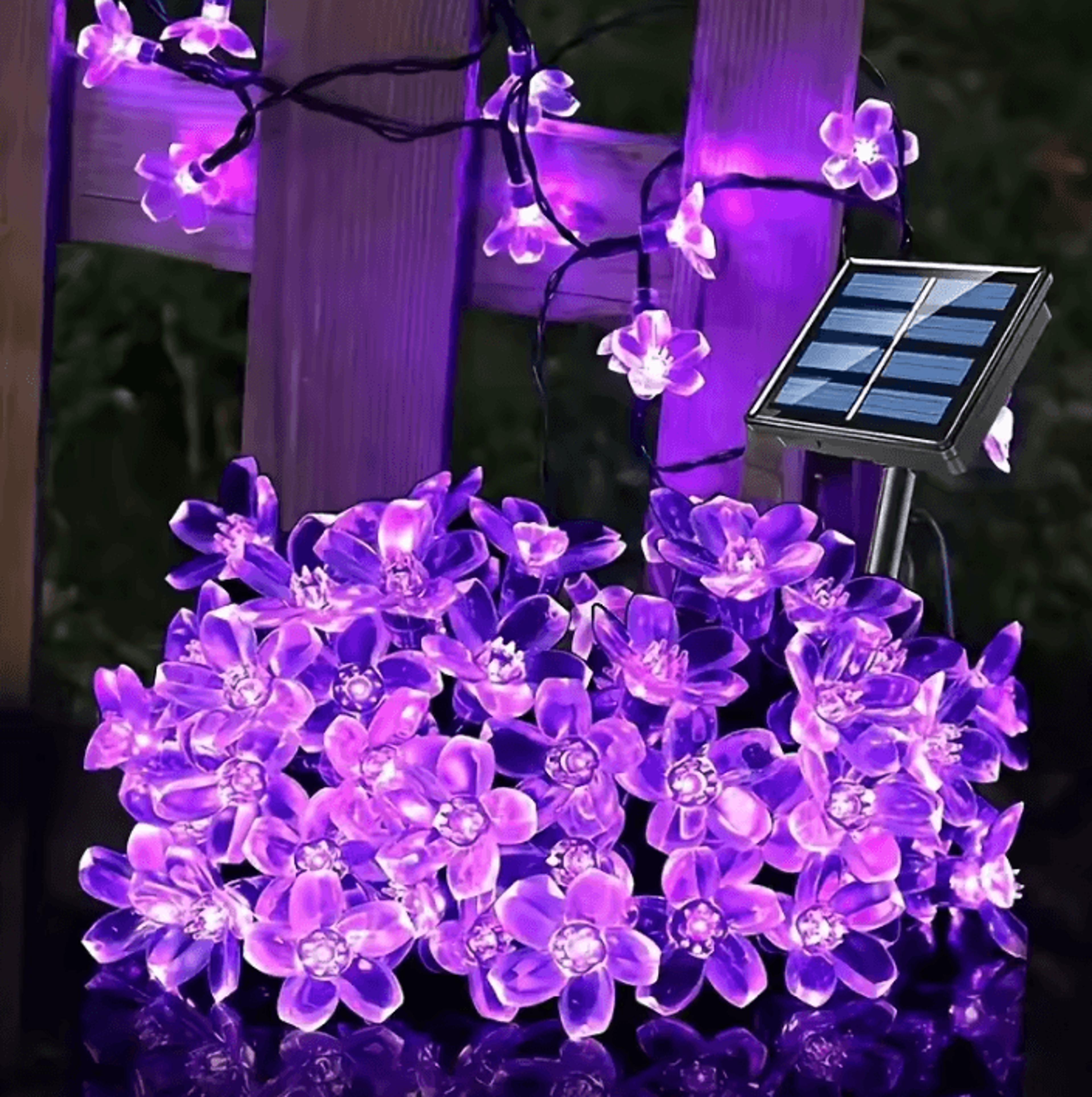 solar cherry blossom string lights for garden and patio