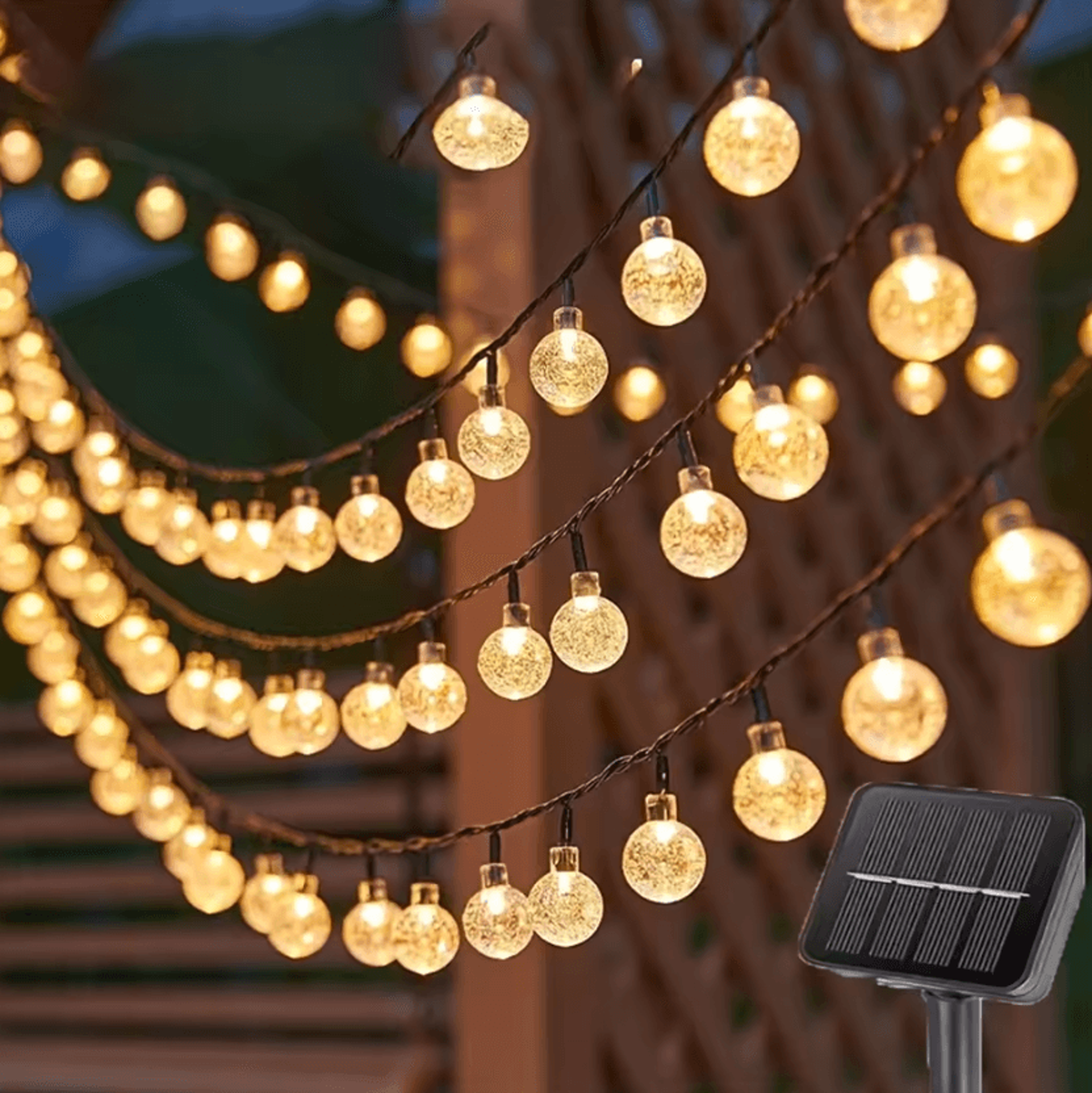 20/50/100 led solar crystal ball string lights for outdoor decor
