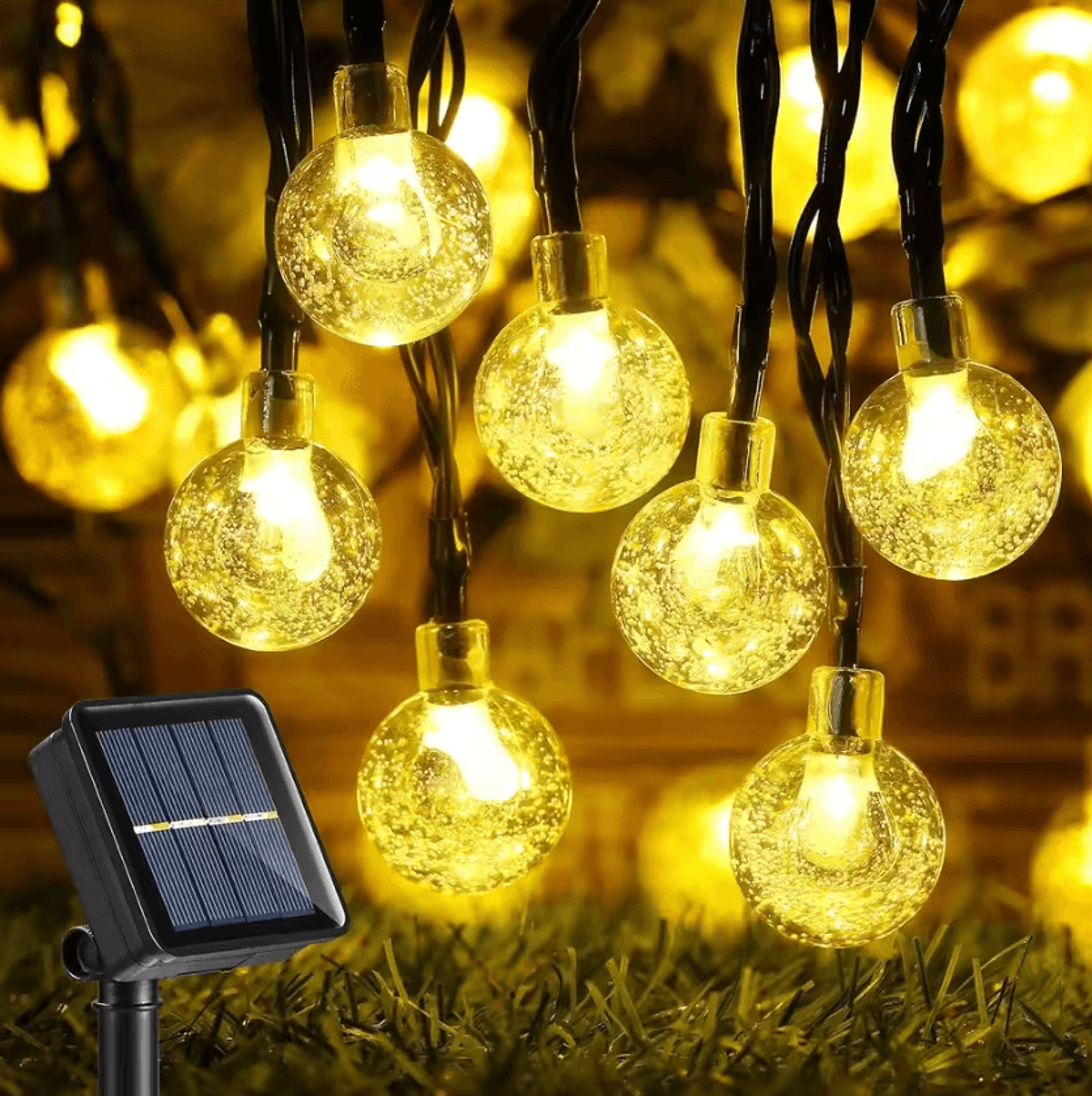 solar crystal globe string lights for garden and patio