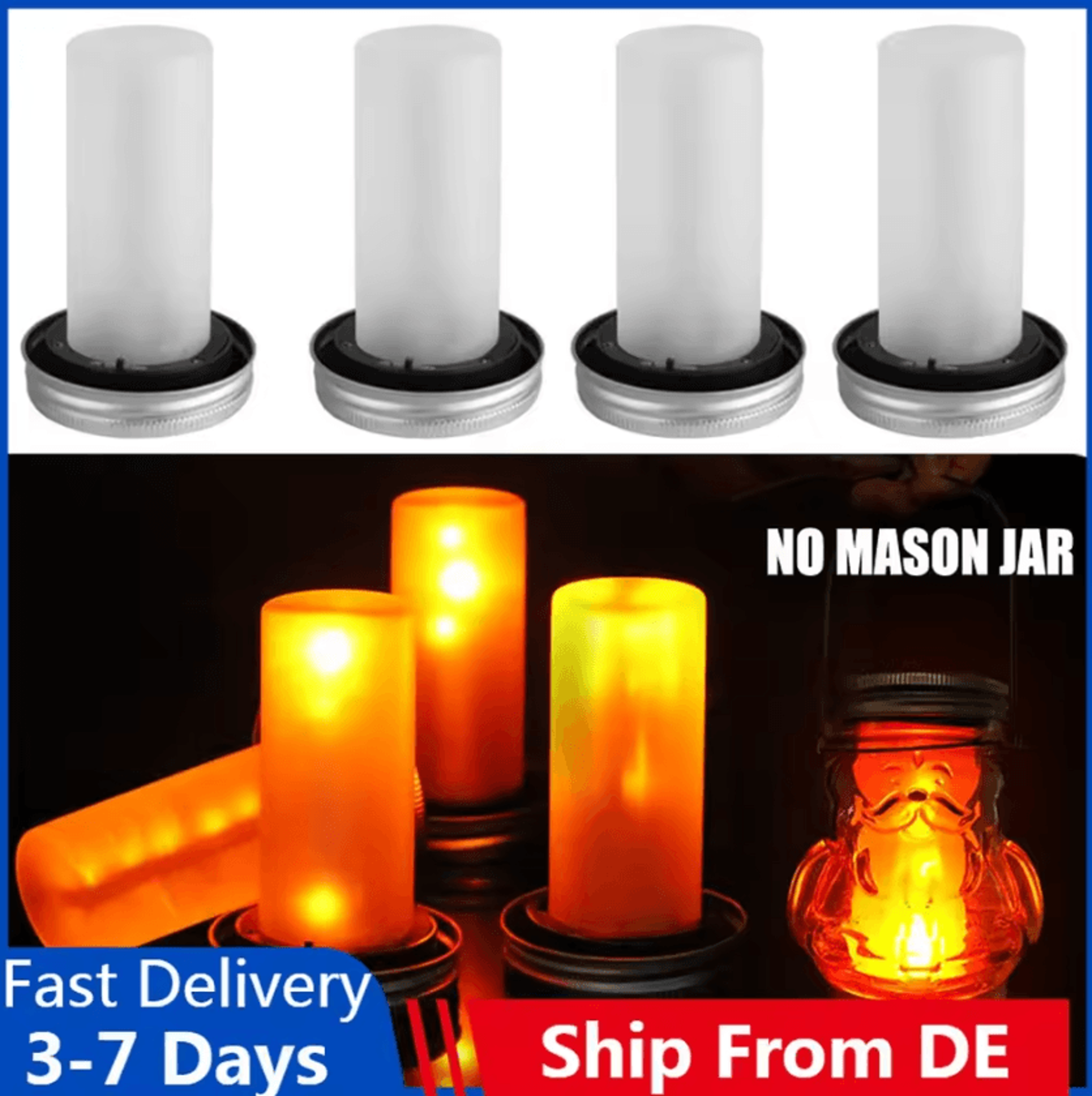 solar mason jar flickering flame led lantern for garden decor