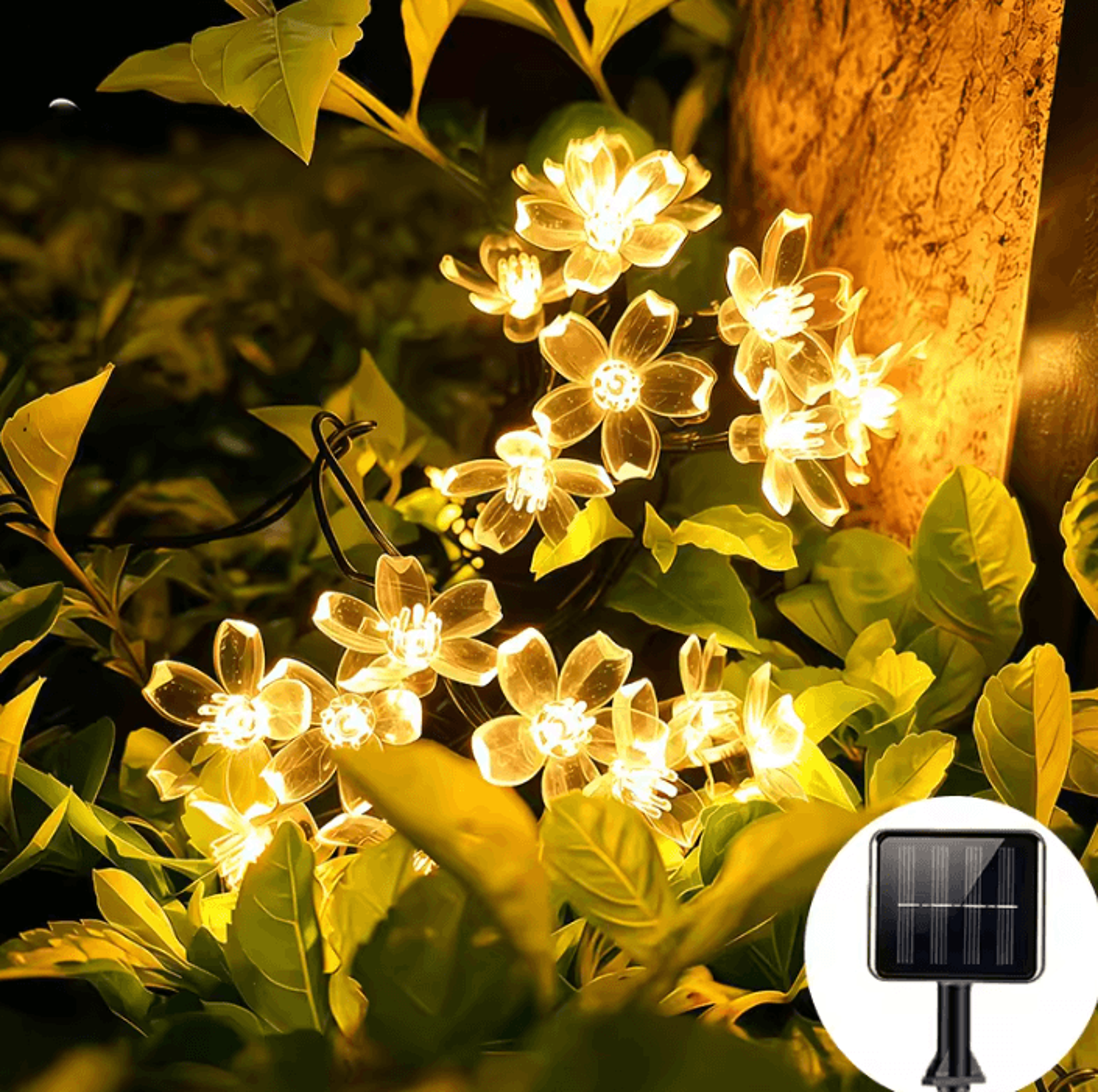 20/50/100 led solar cherry blossom string lights
