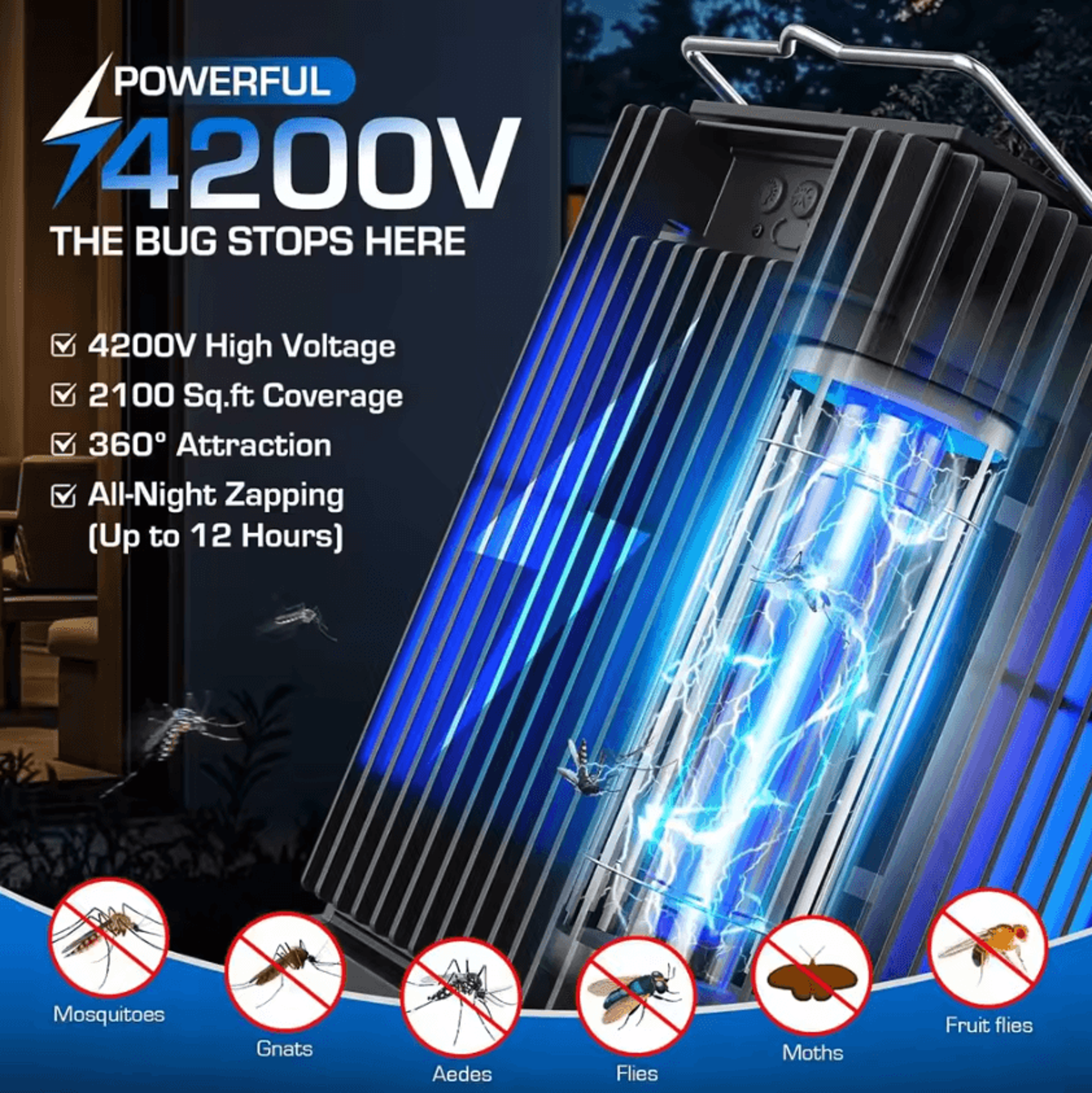 solar bug zapper outdoor with ground stake and light