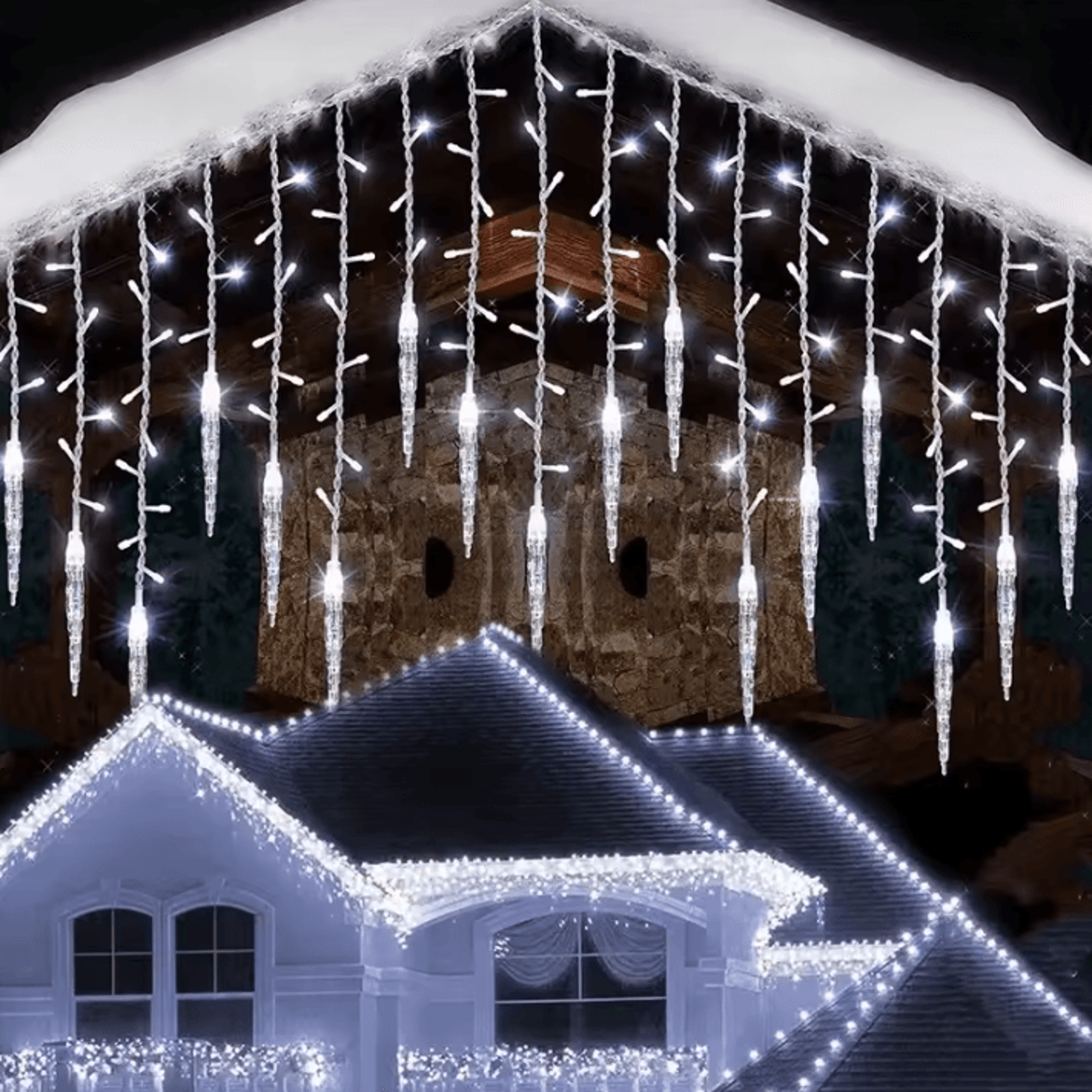 led icicle curtain lights for christmas outdoor decor