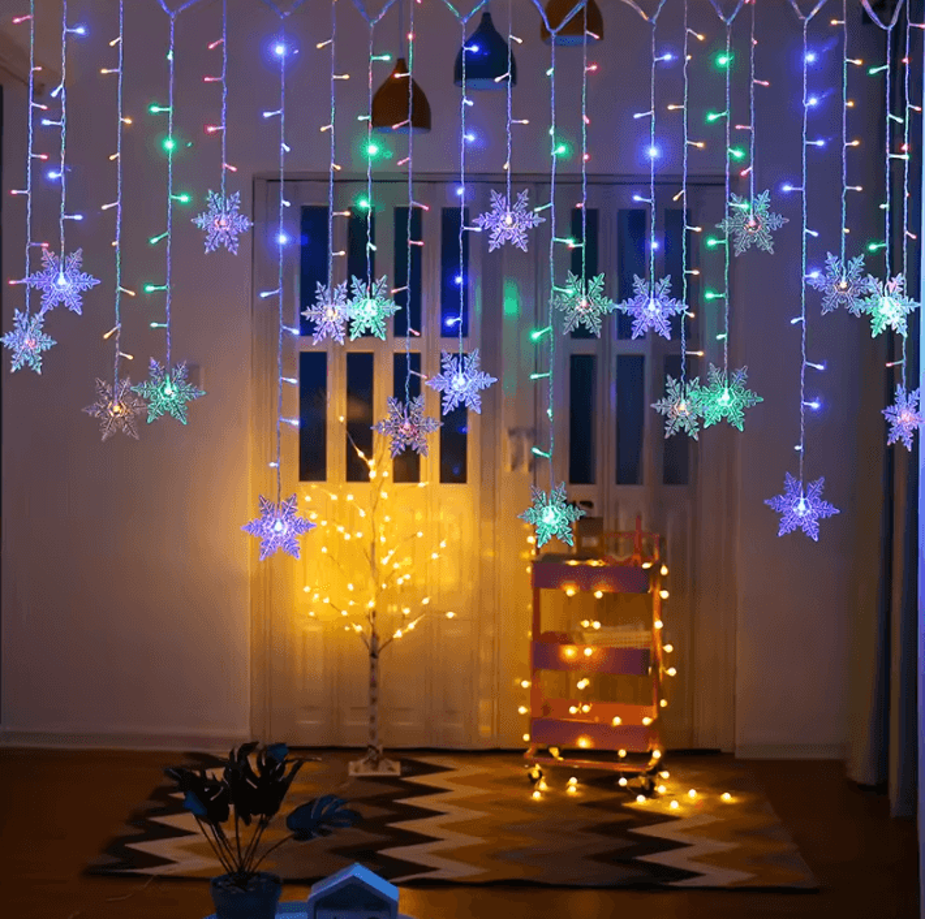3.2m led snowflake curtain lights for christmas decor