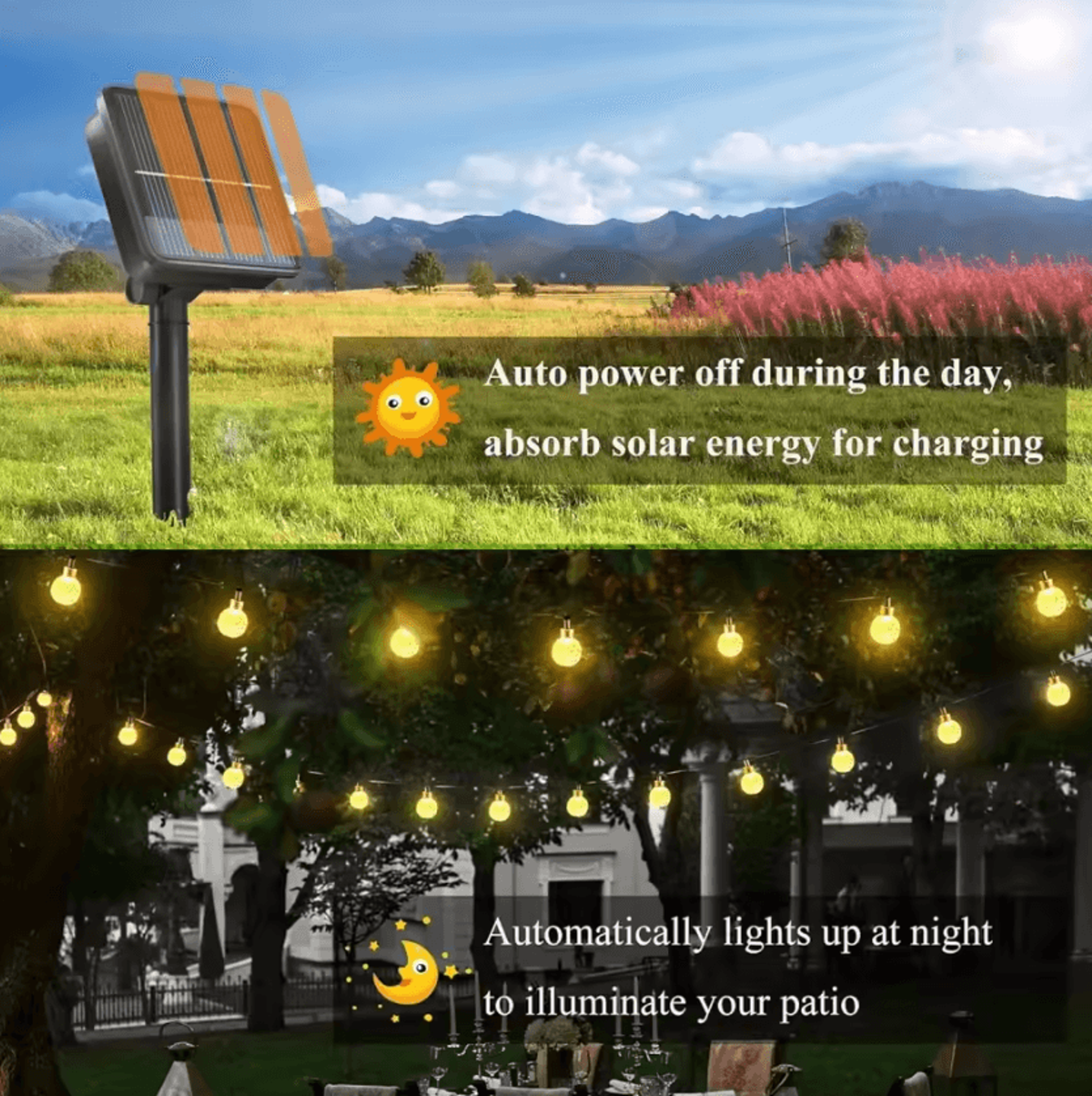 solar crystal globe string lights with 8 lighting modes