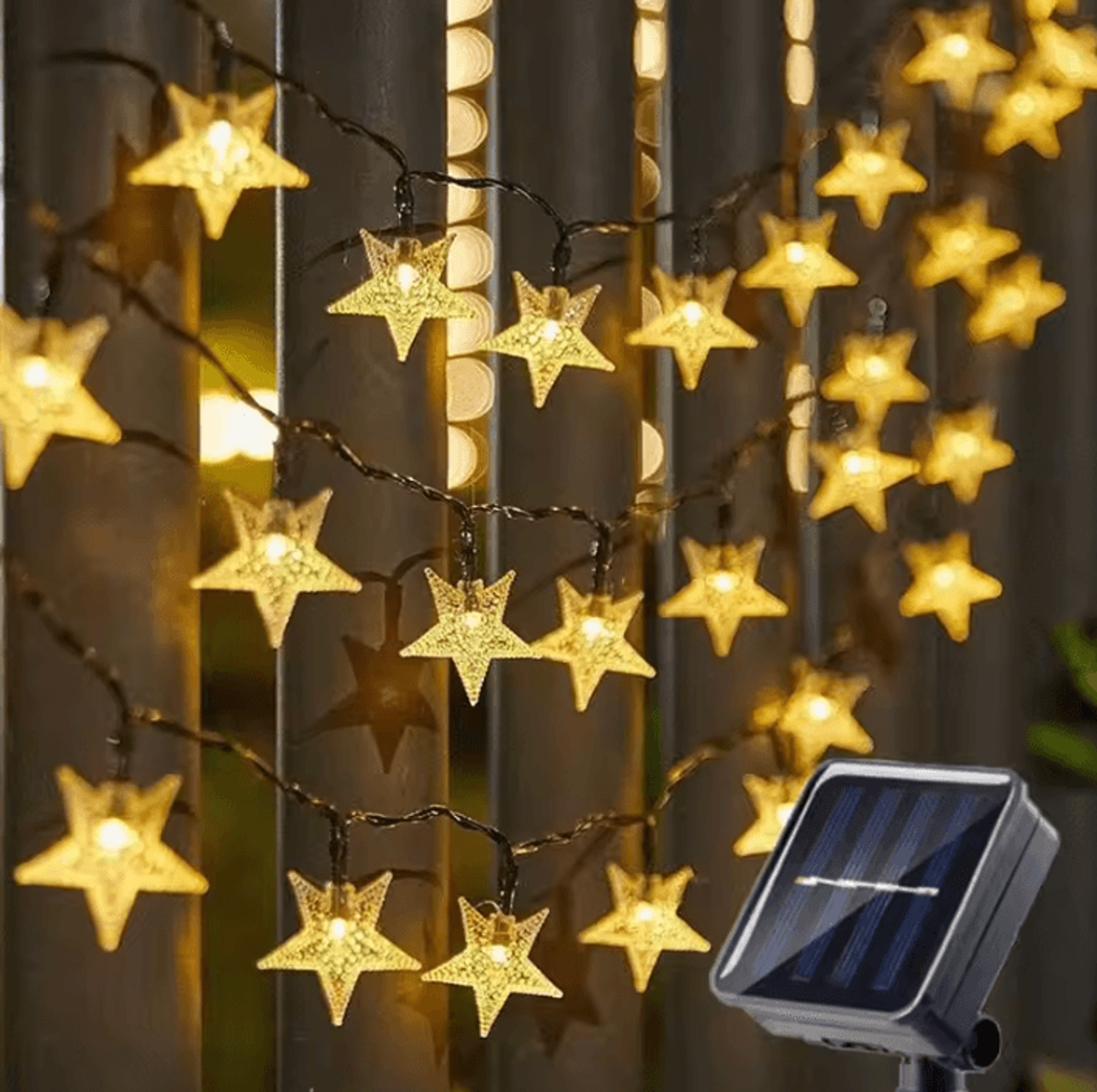 solar star string lights with 8 twinkle modes
