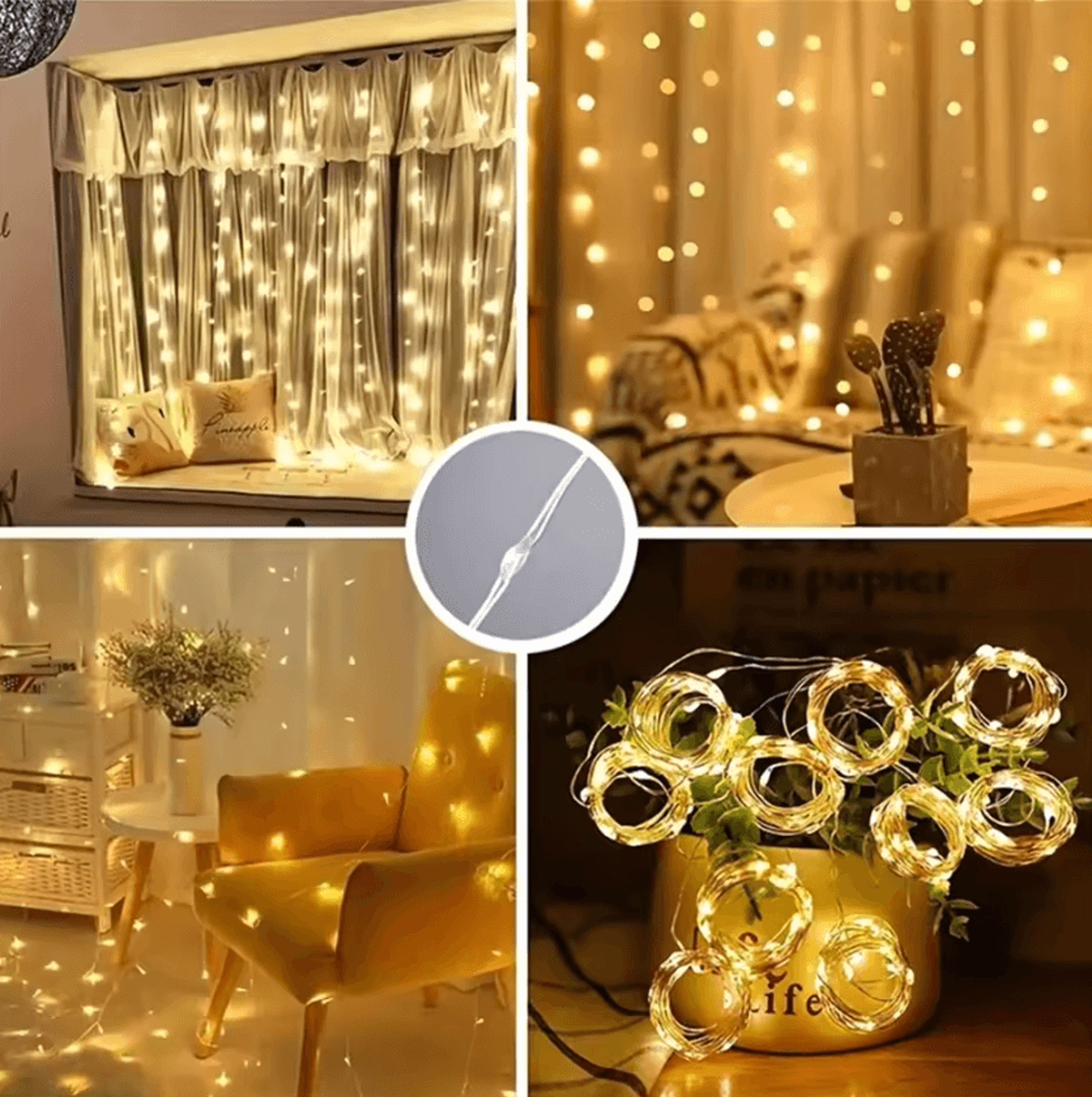 3m 6m battery operated led curtain fairy lights