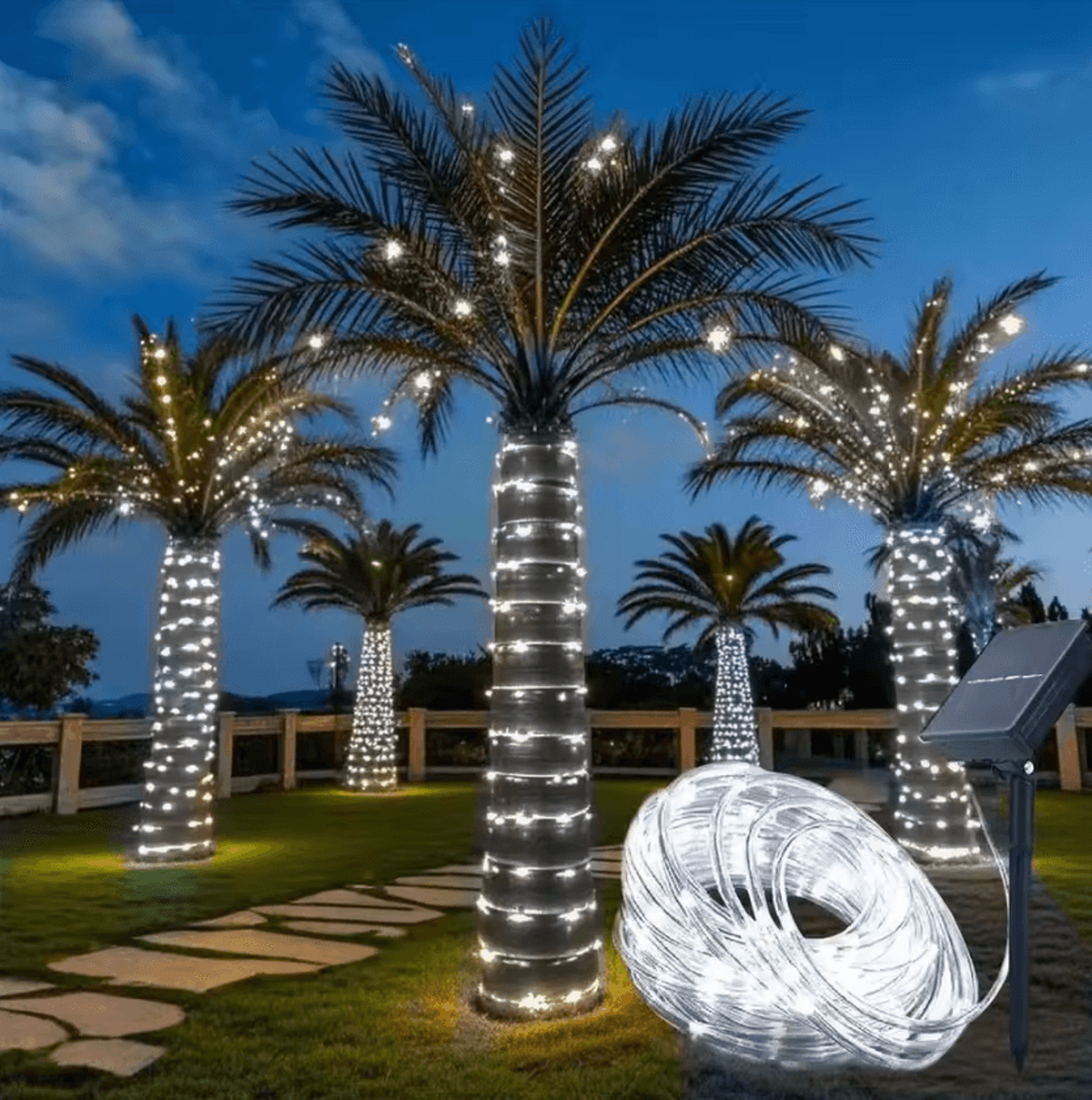 solar led tube string lights outdoor garden decor