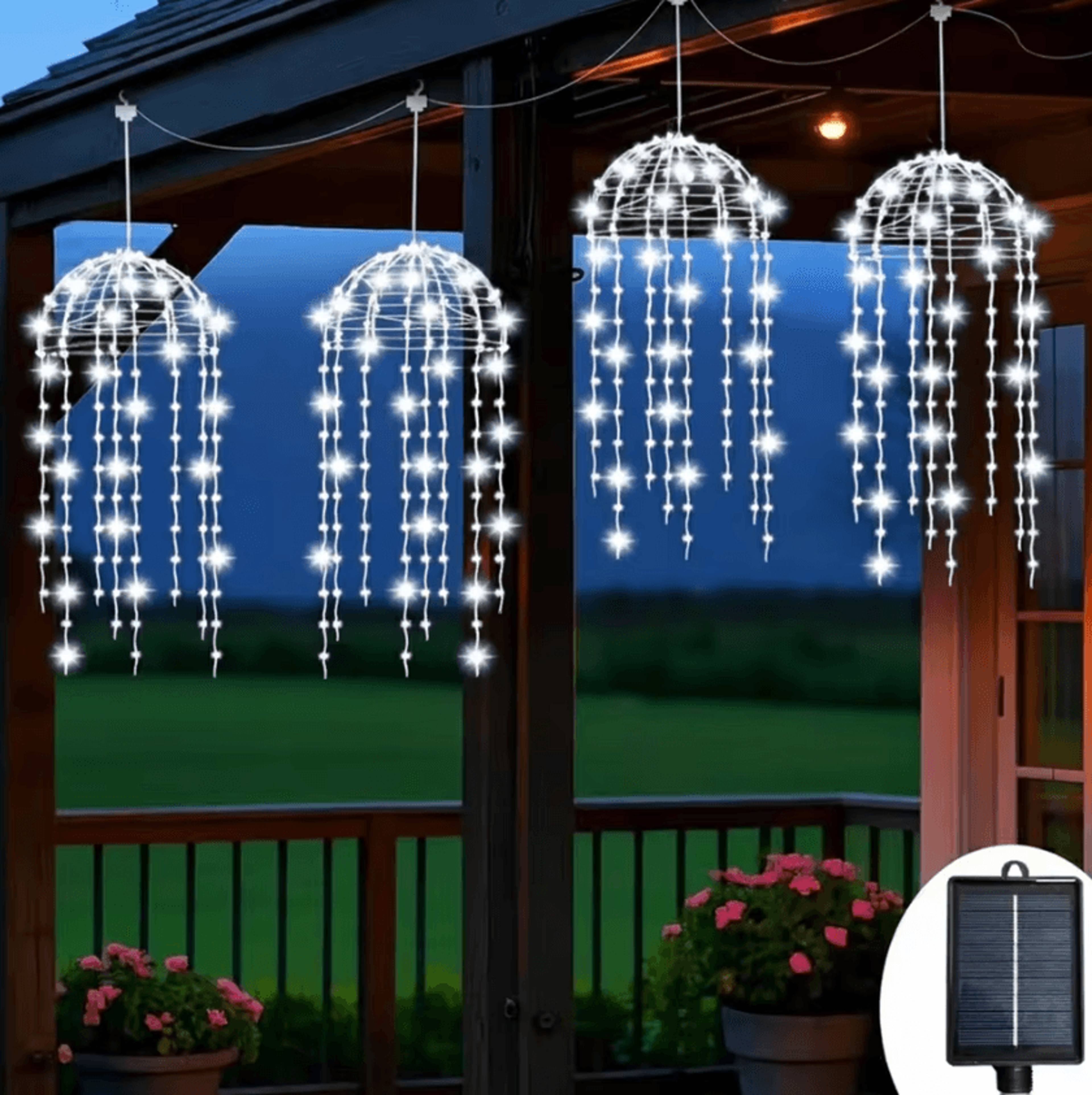 solar jellyfish hanging lights with 8 lighting modes