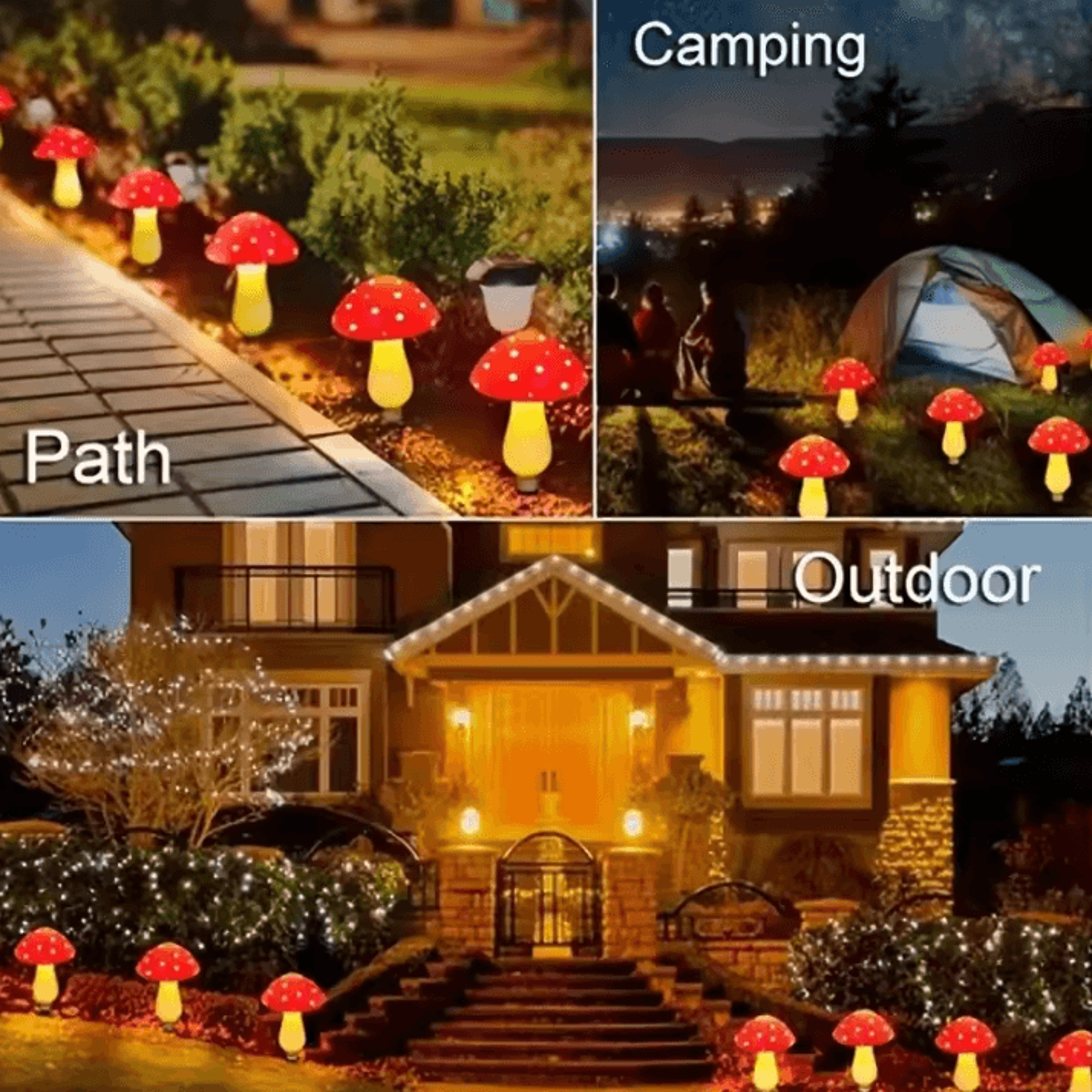 solar red mushroom garden lights outdoor waterproof decor