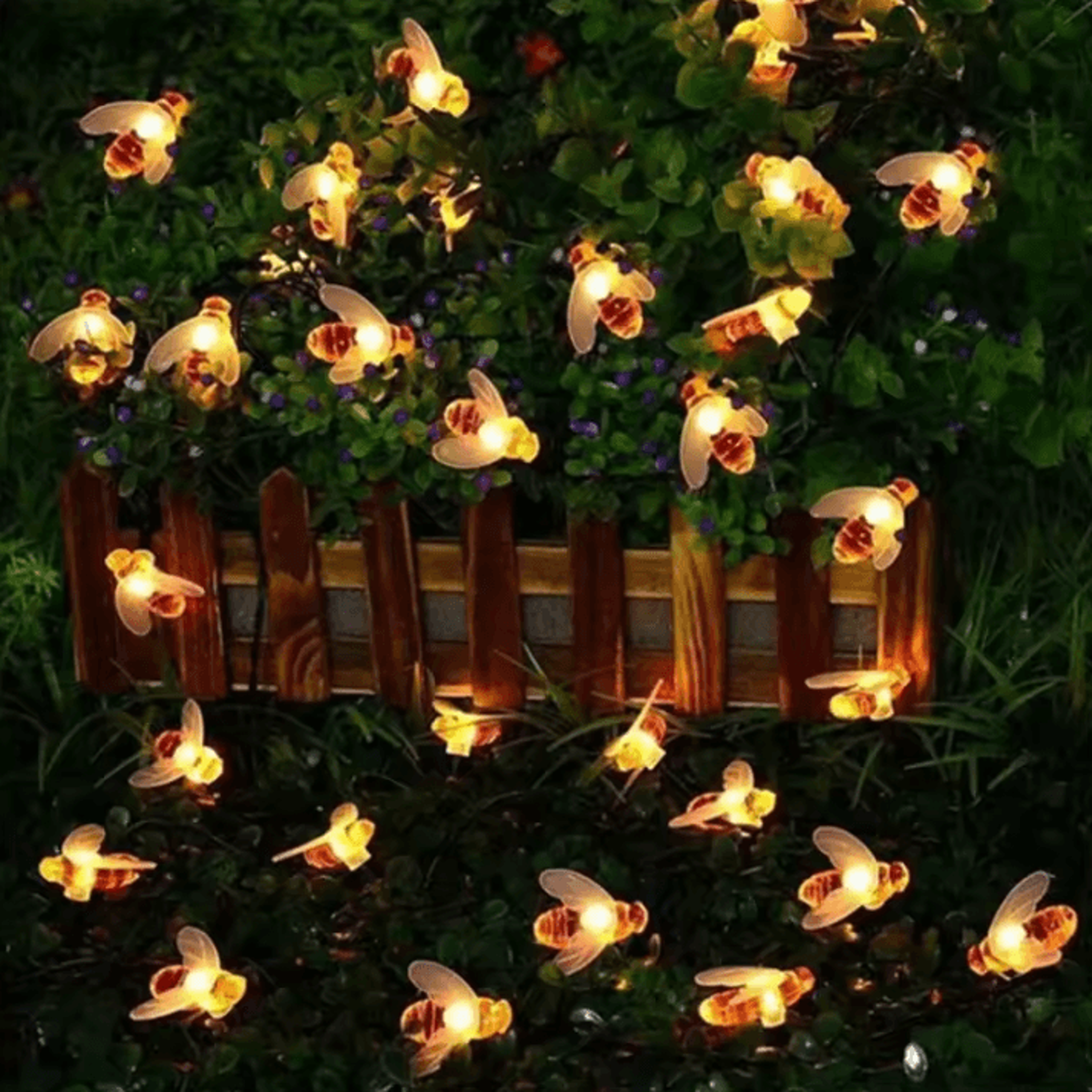 solar bee string lights 20 50 100 led outdoor garden decor