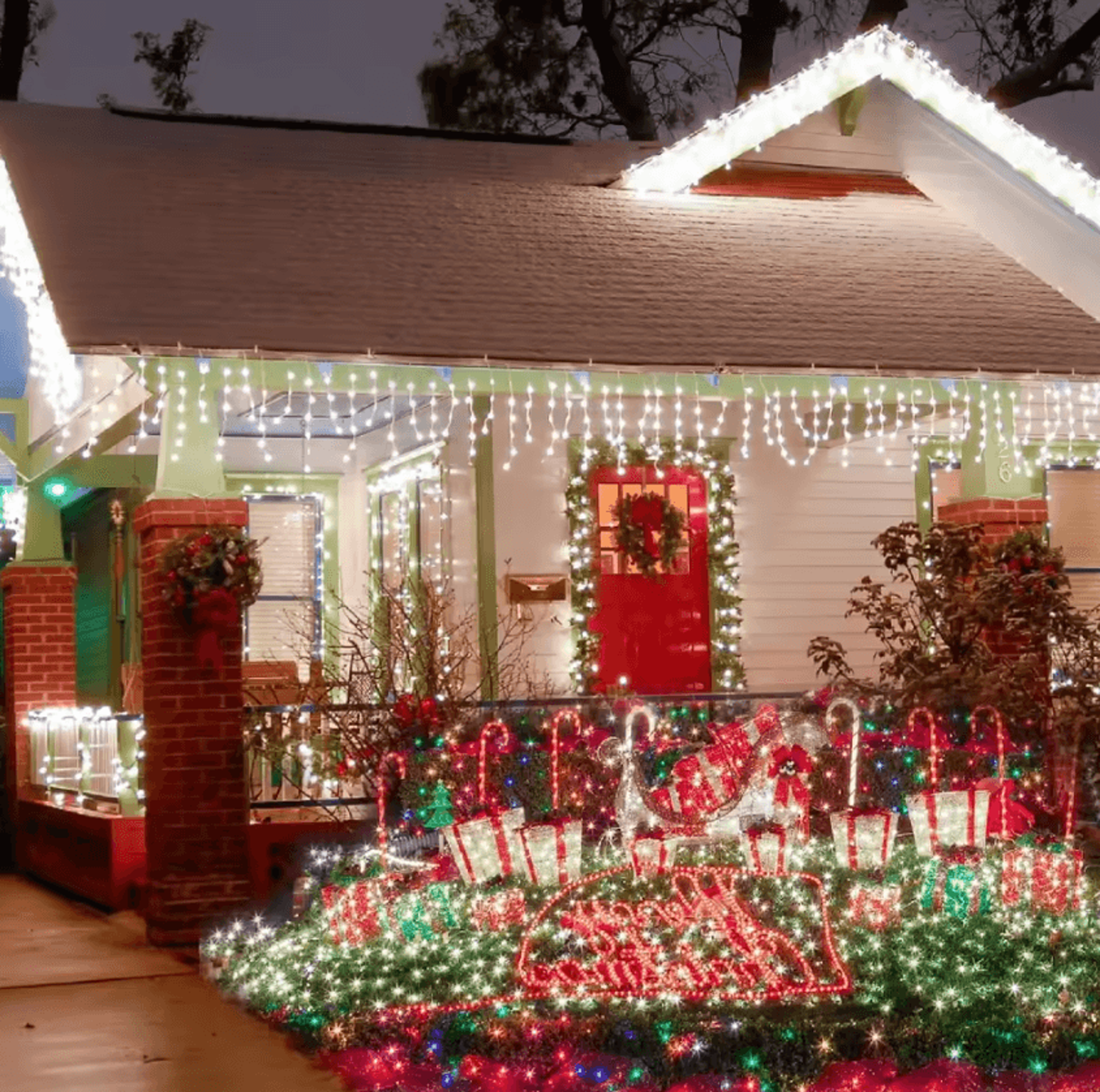 solar led icicle curtain lights outdoor christmas decor