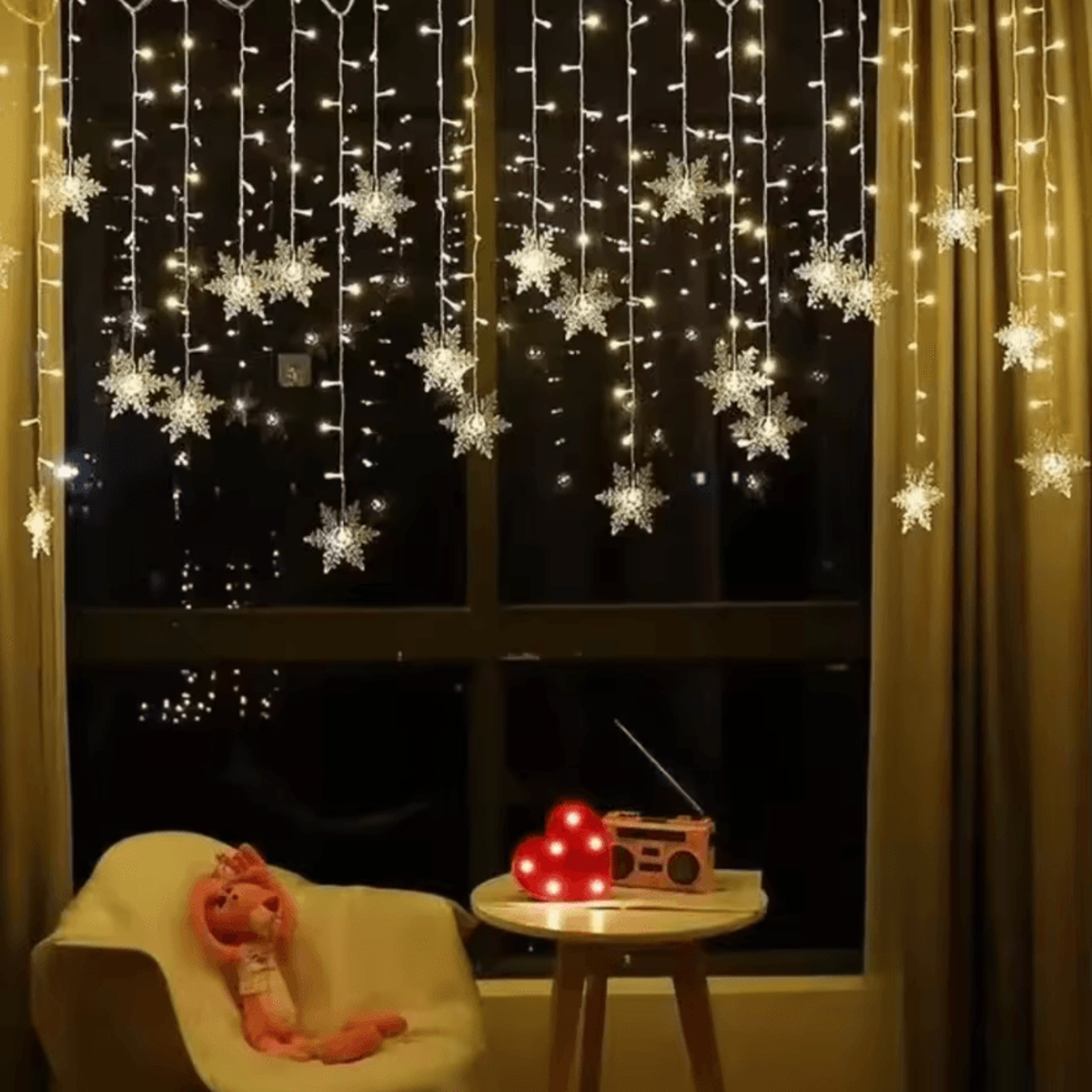 christmas snowflake led curtain lights for holiday decor