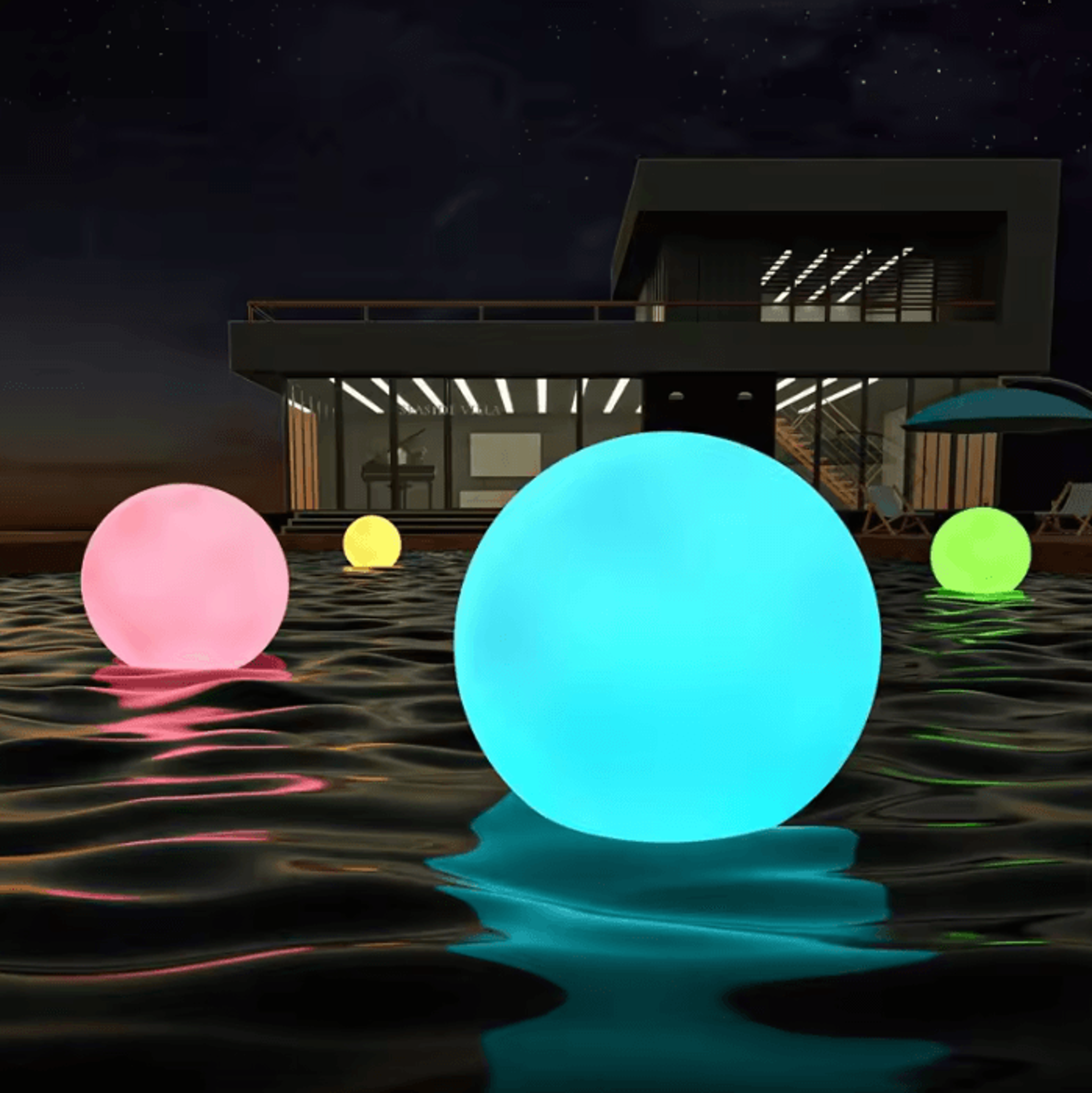 solar rgb floating pool ball light with remote control