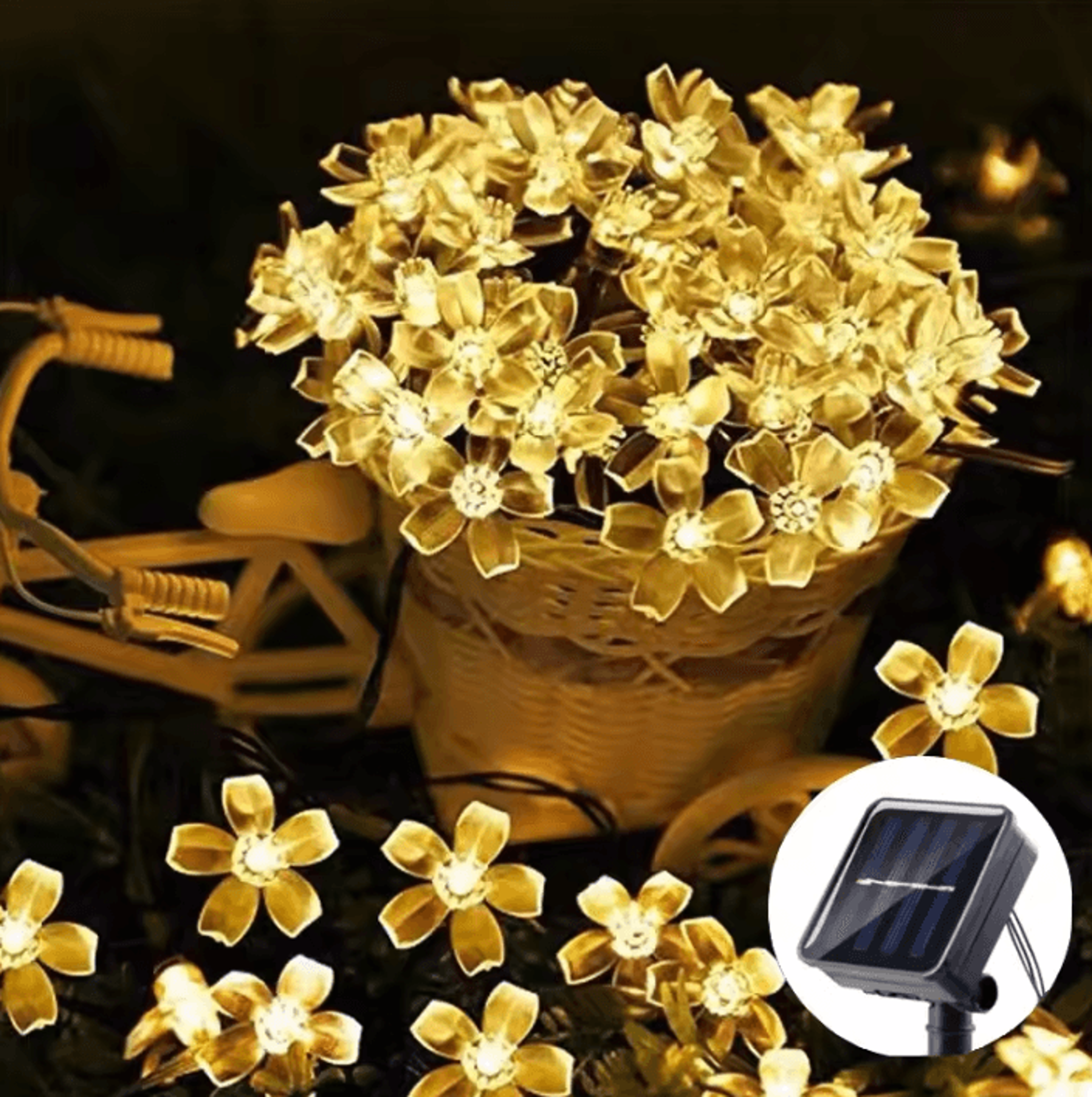 solar cherry blossom string lights for garden and wedding decor