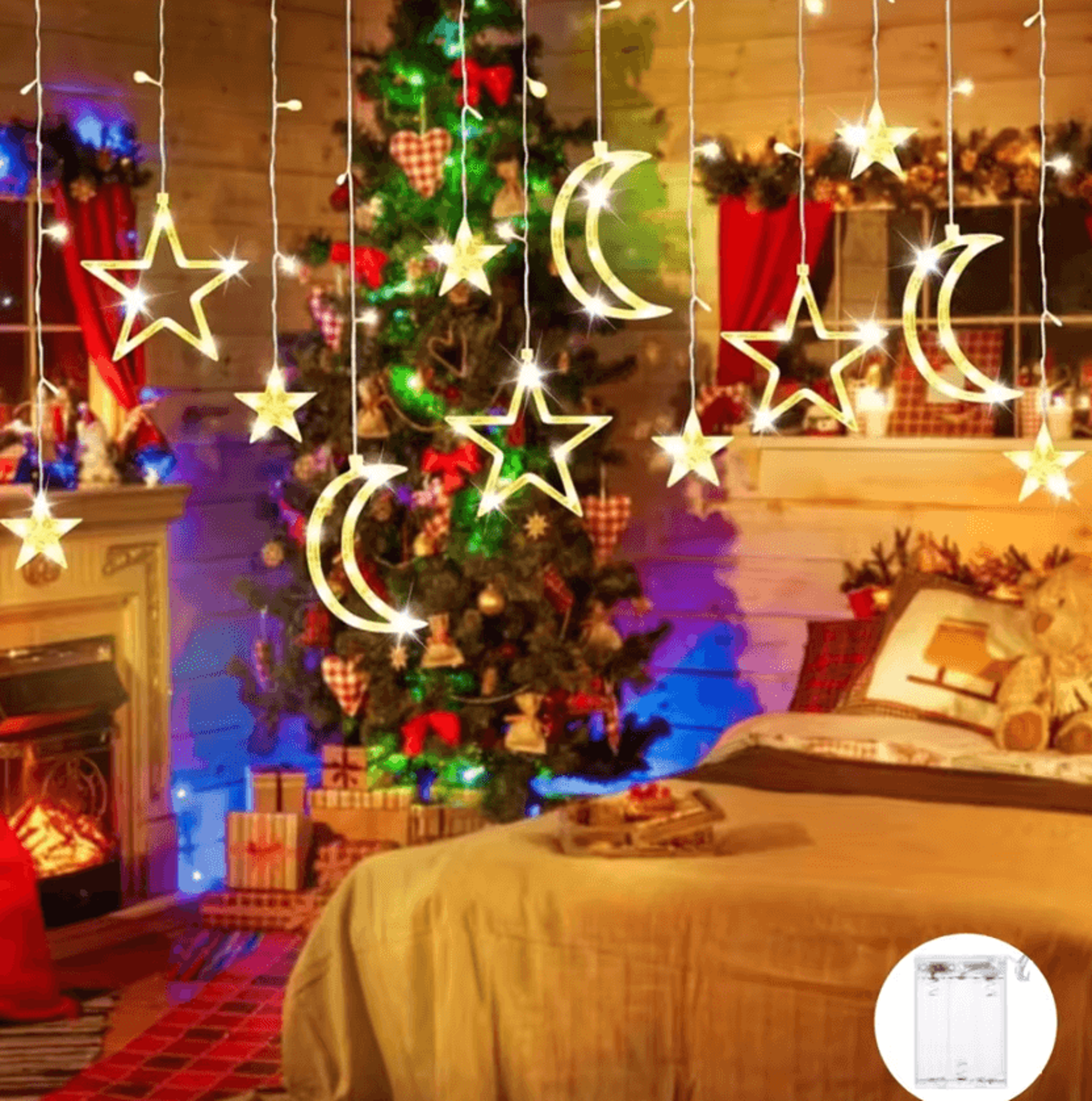star moon led string lights battery powered fairy decor
