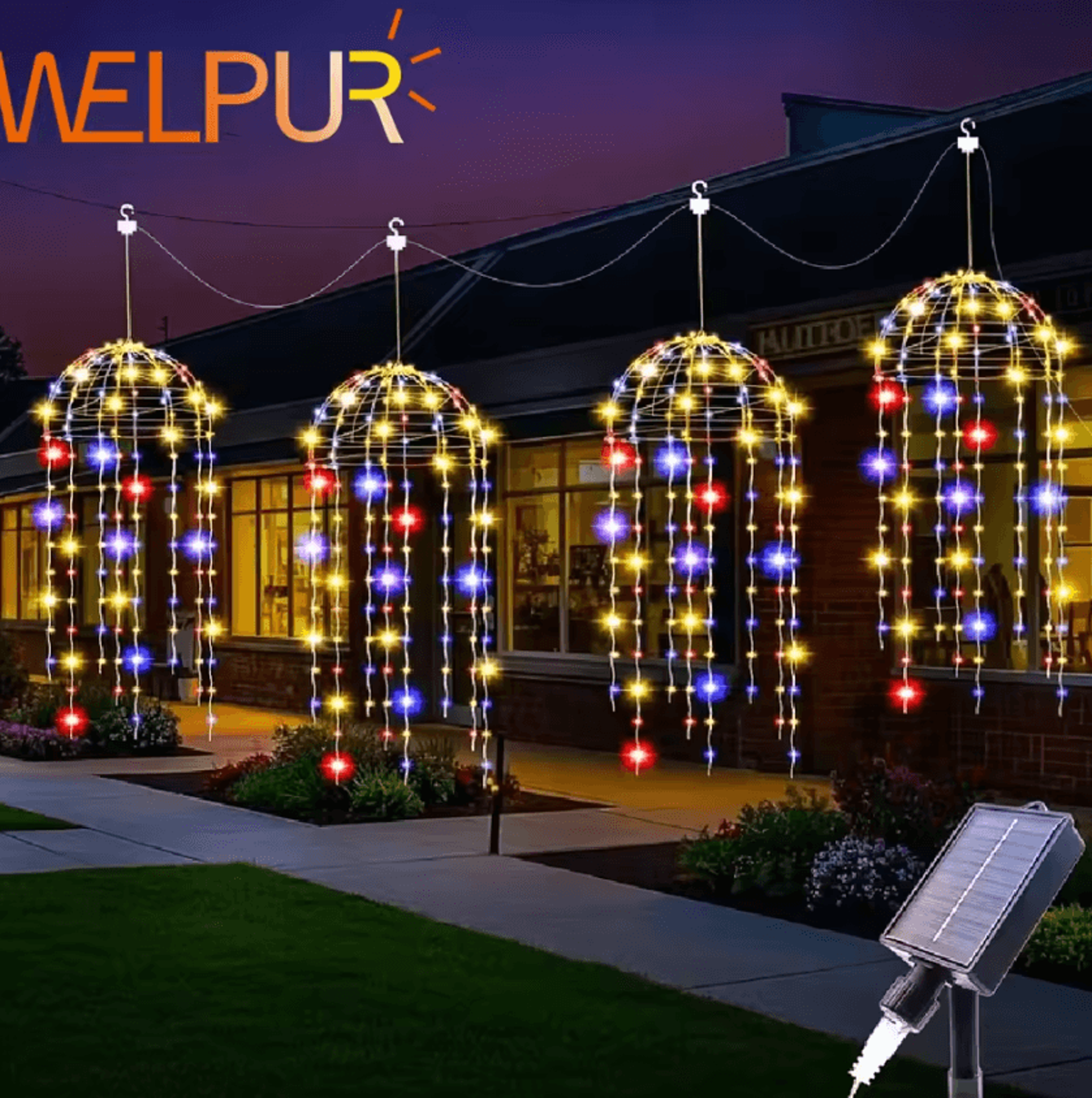 solar jellyfish hanging lights 4pcs outdoor garden decor