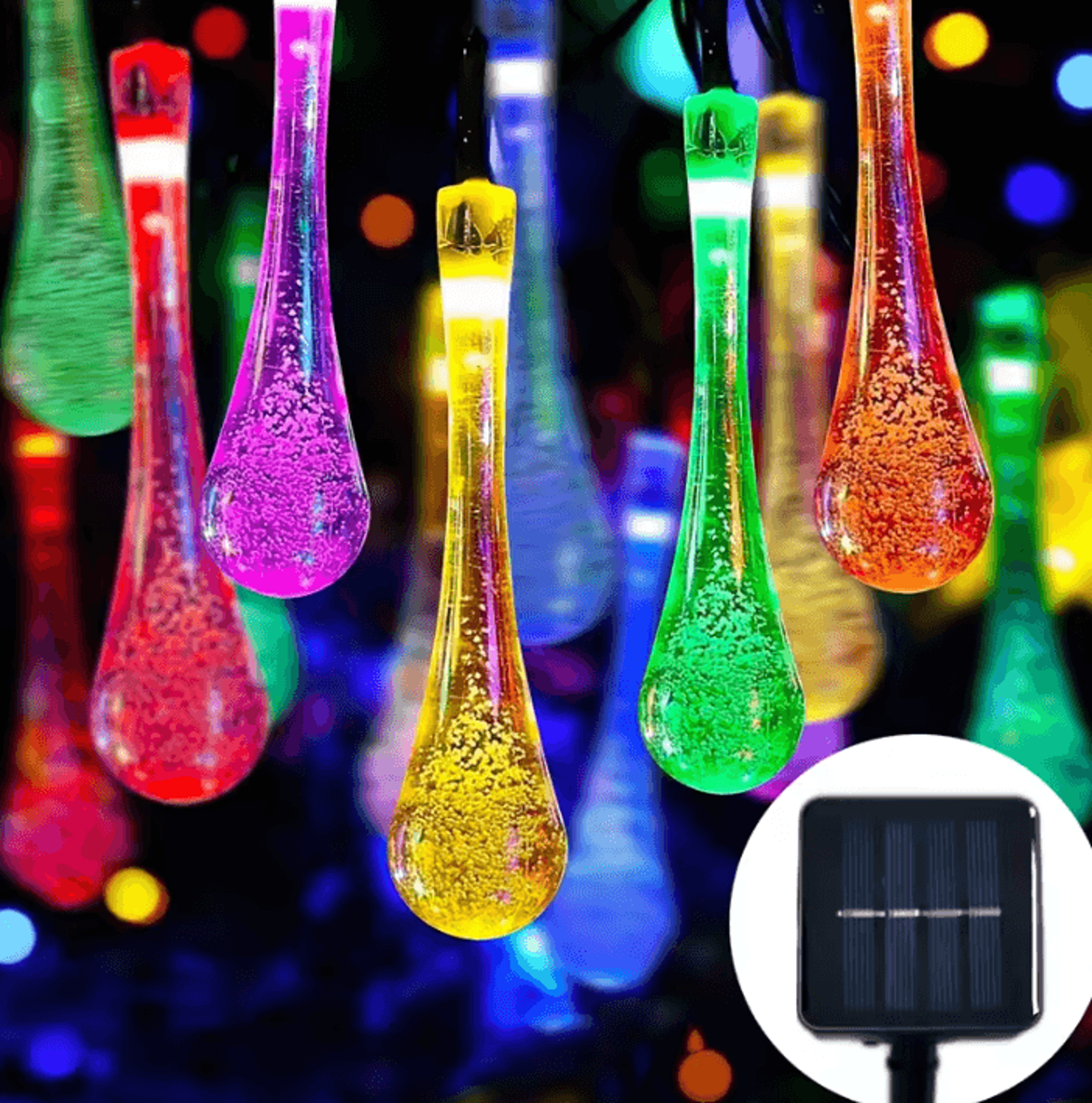 solar water drop string lights 20 30 50 led outdoor decor