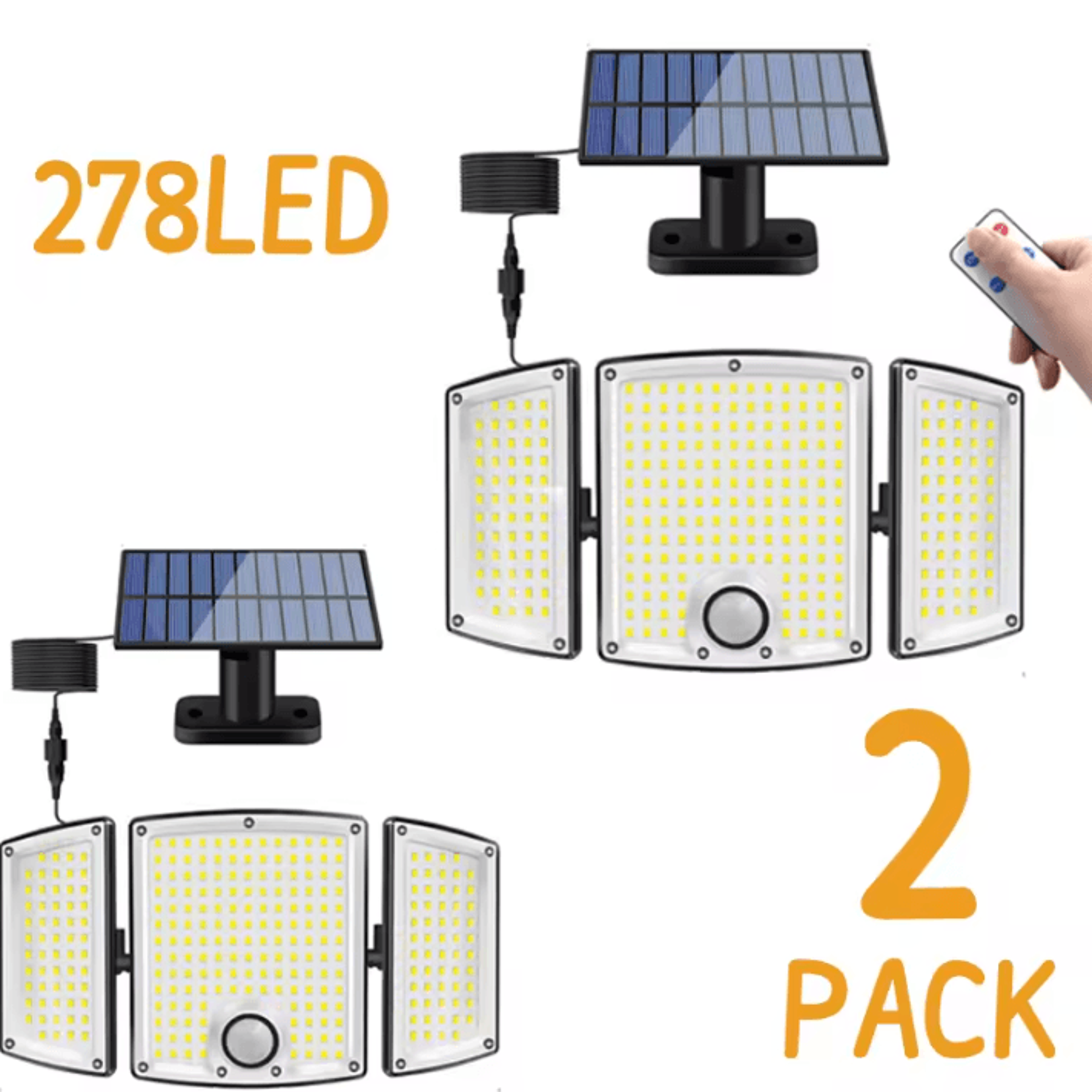 278 led solar motion sensor wall light with remote control