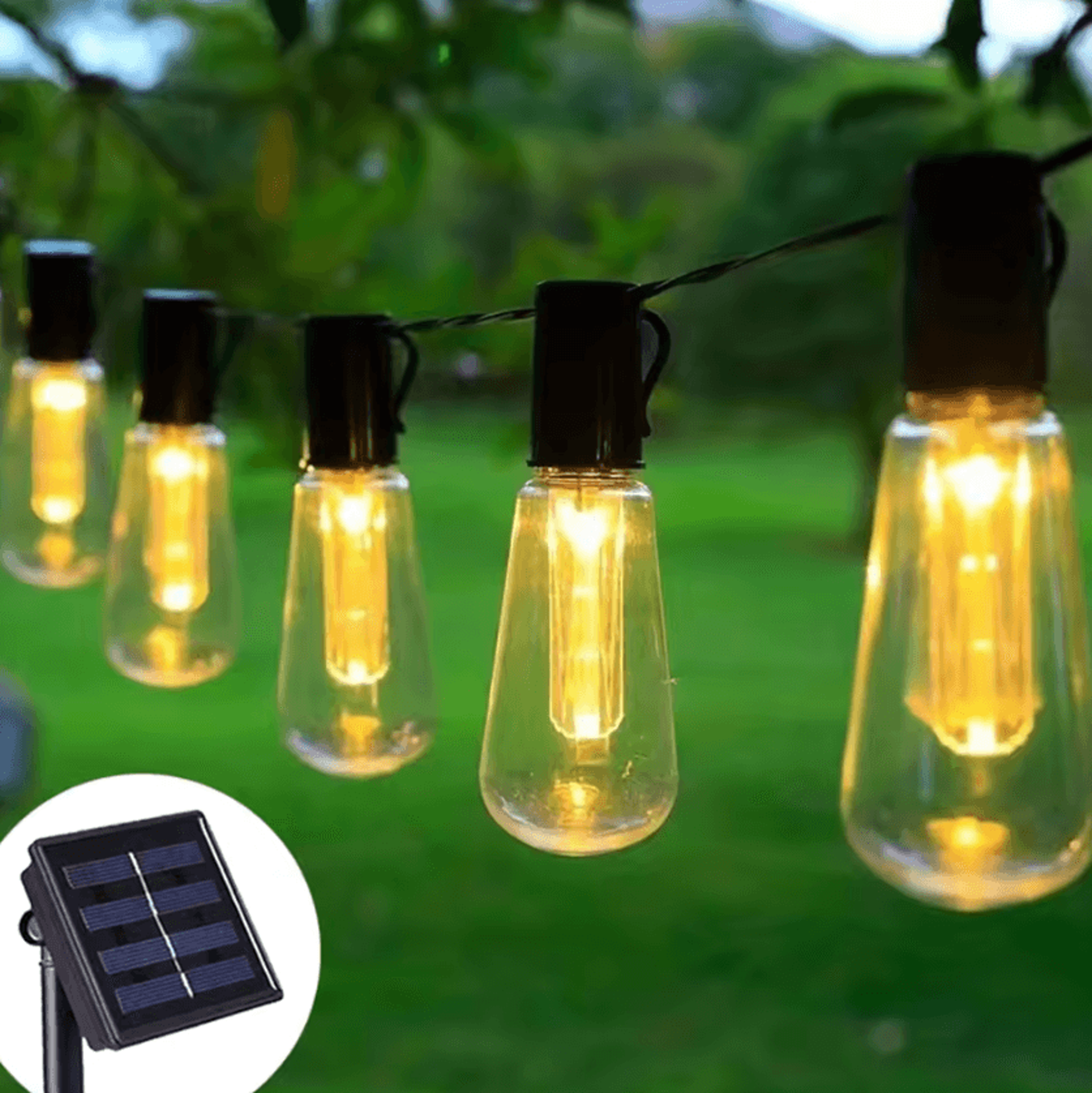 solar globe string lights waterproof outdoor patio decor