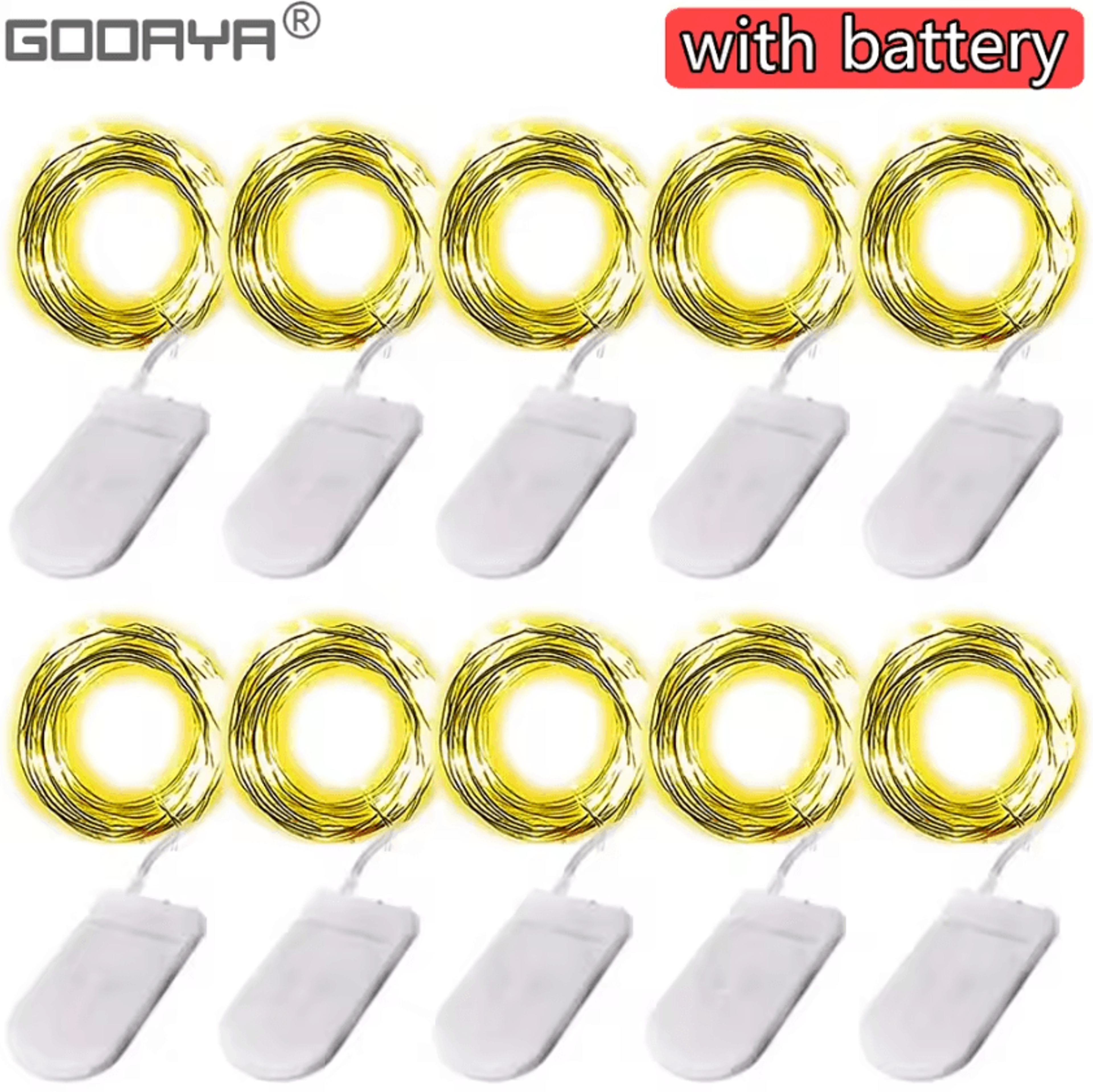 10 pack 2m copper wire led fairy lights with batteries