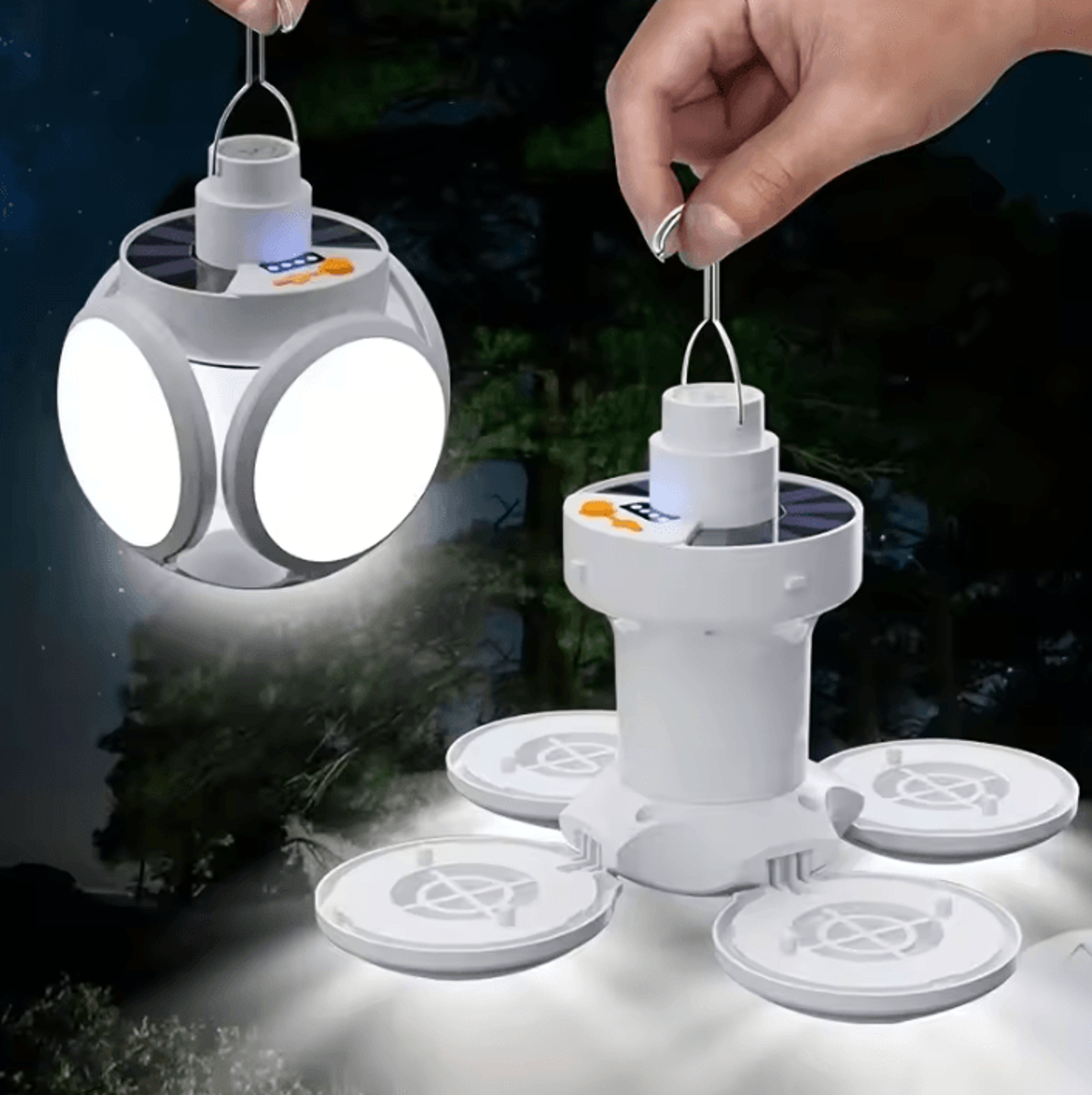 foldable solar usb rechargeable led camping light with power display