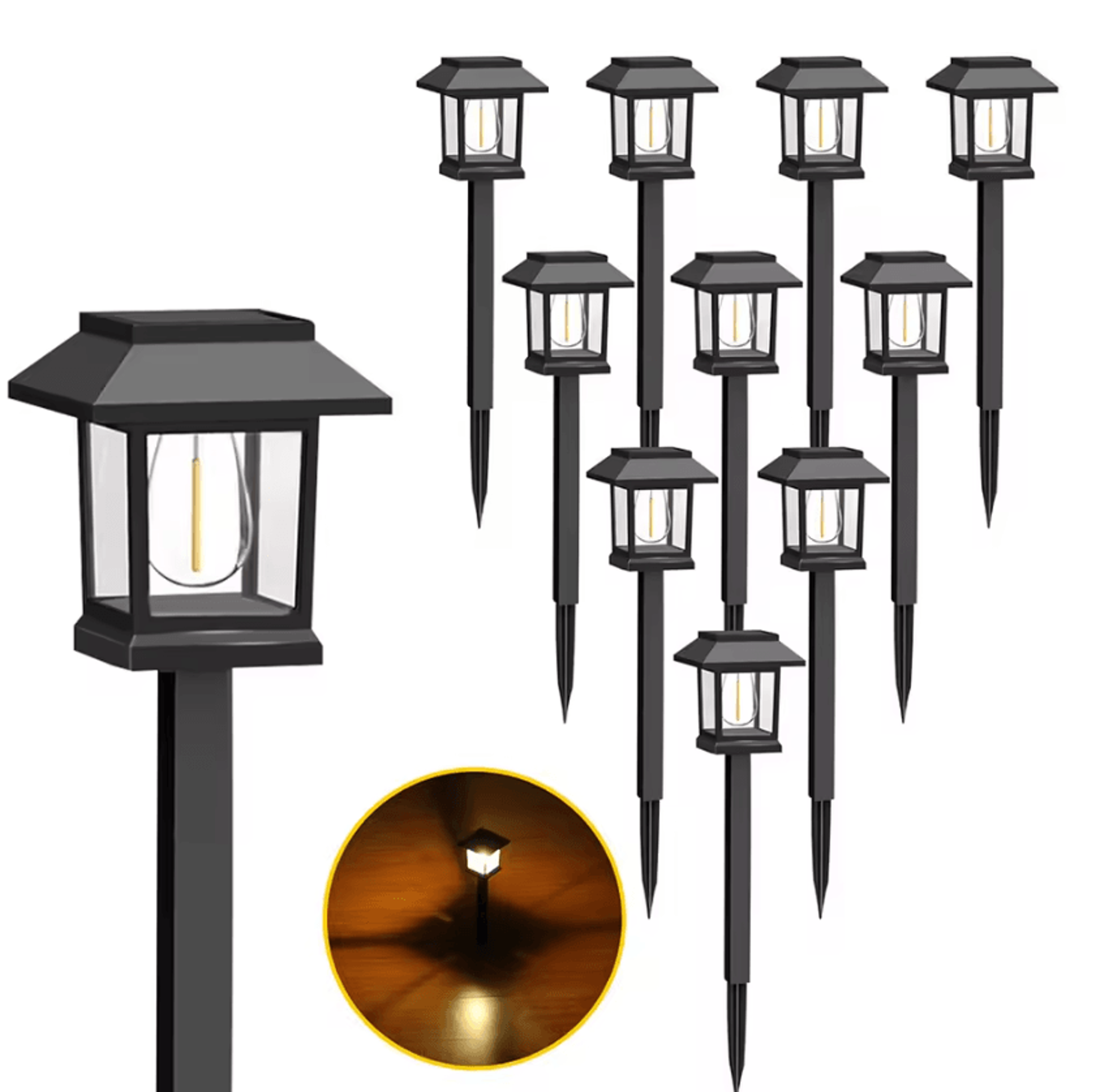 4pcs solar tungsten filament pathway lights for garden and lawn