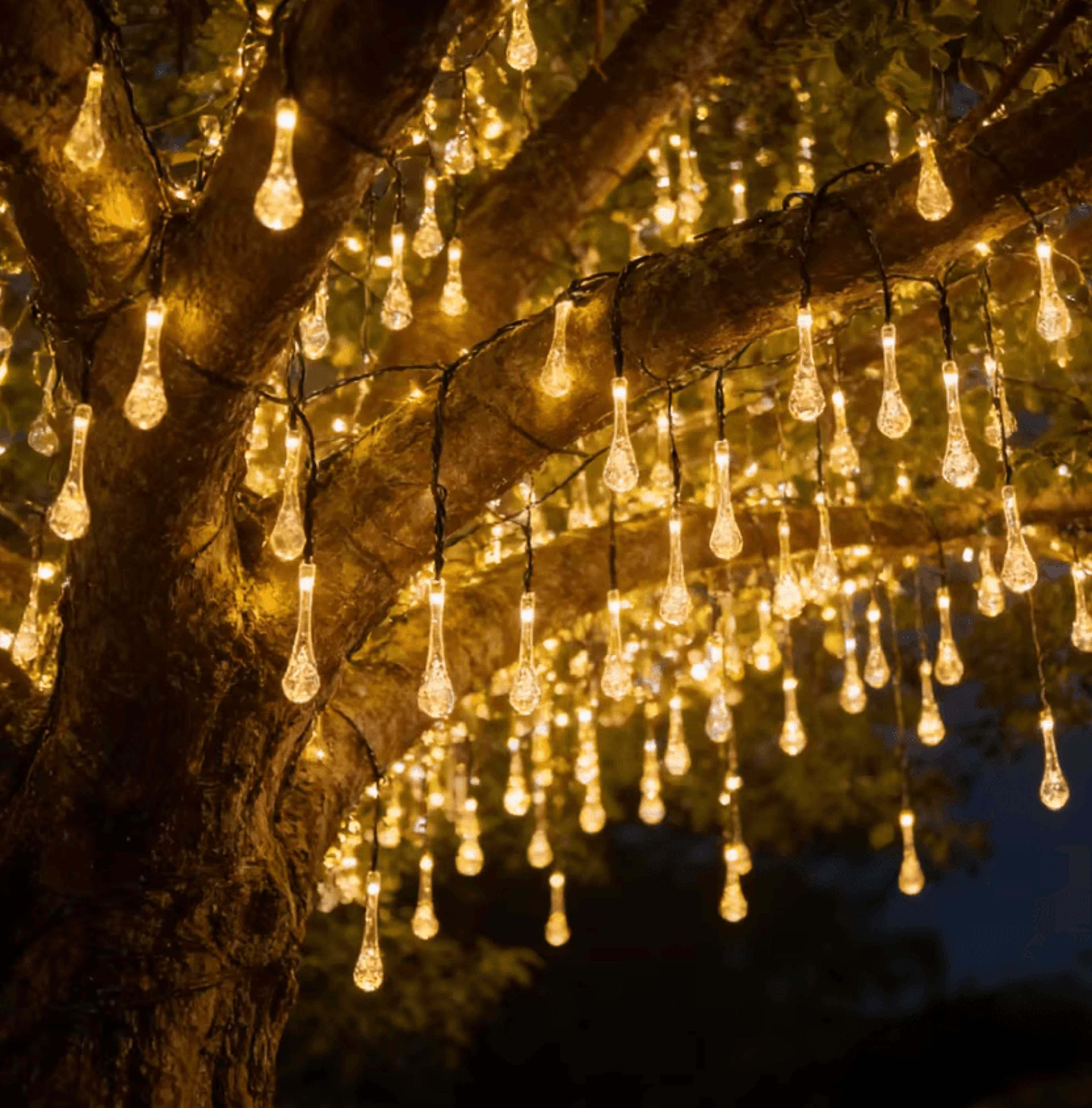 solar water drop string lights 20 30 50 100 led outdoor decor