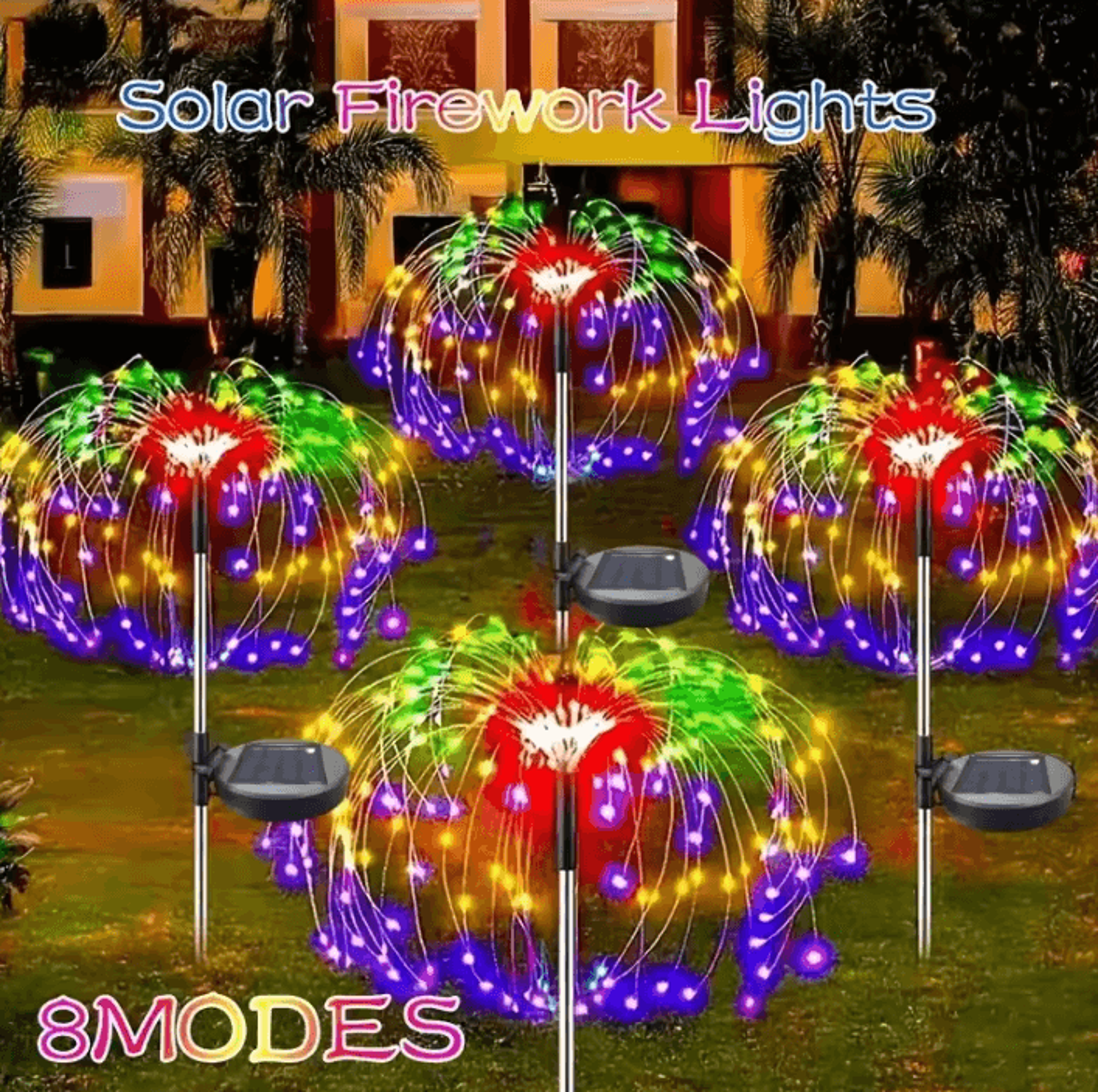 solar firework lights 400 led with 8 lighting modes