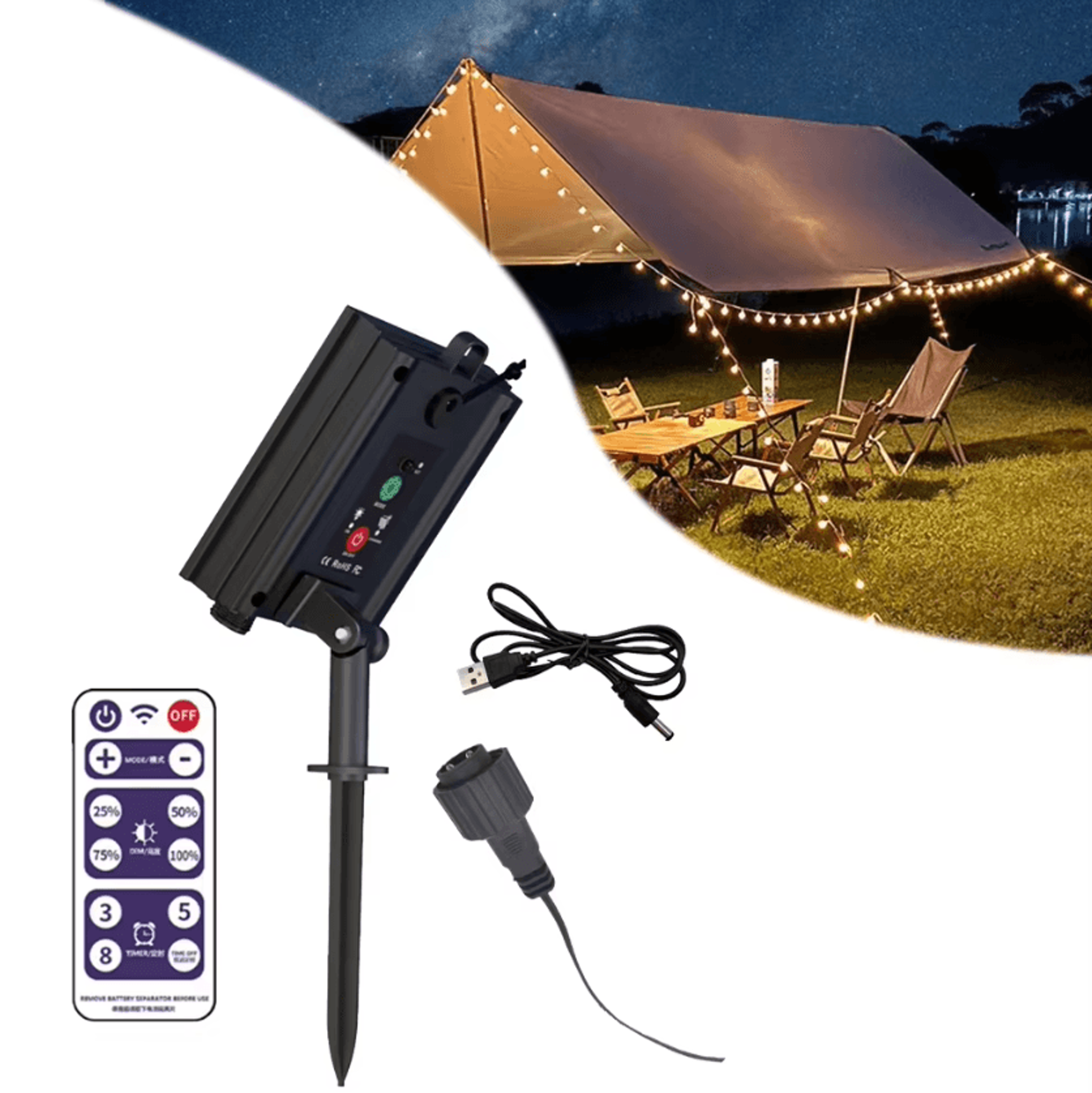 solar panel controller with remote for led string lights