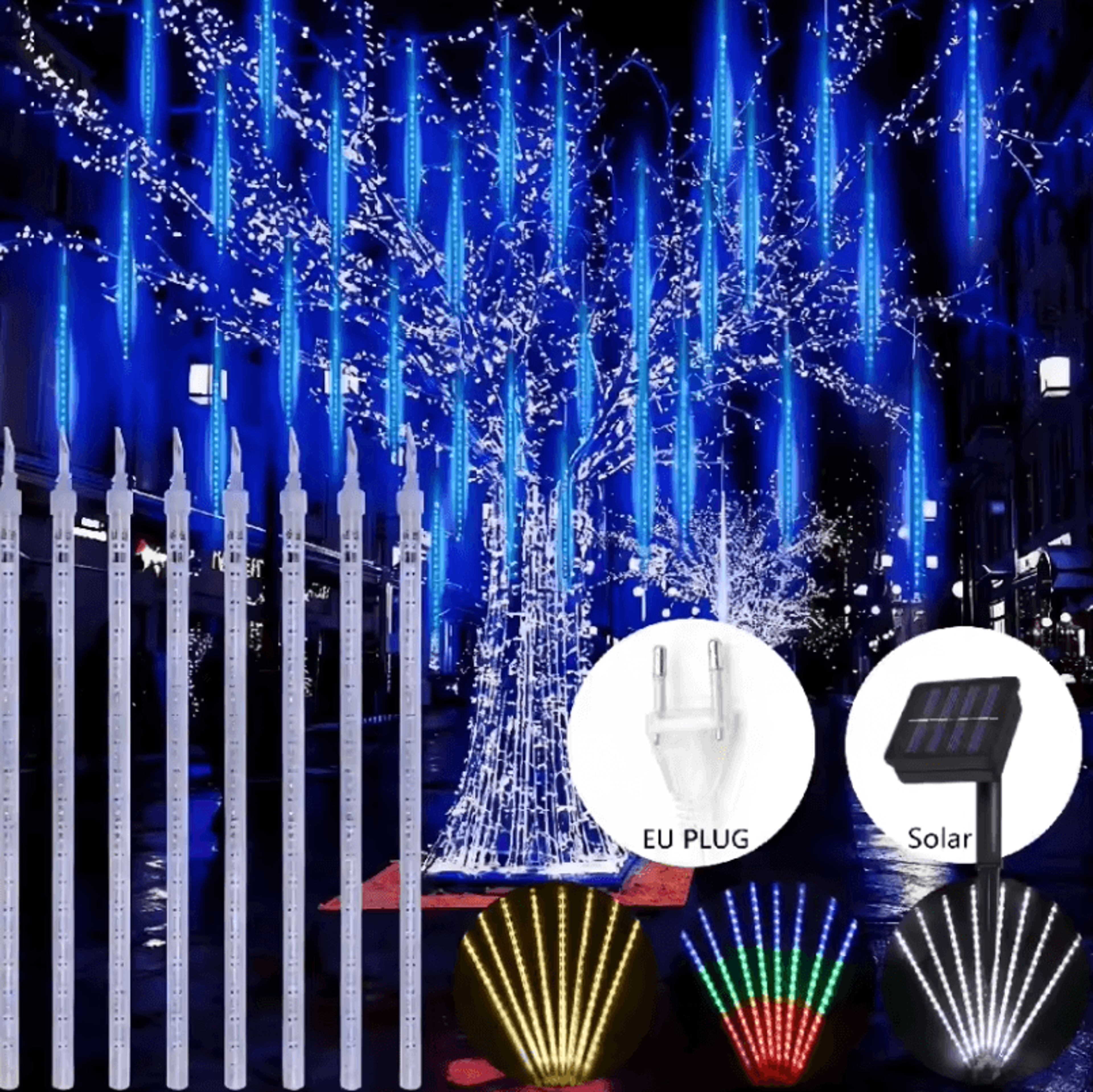 solar meteor shower lights waterproof falling rain outdoor lights