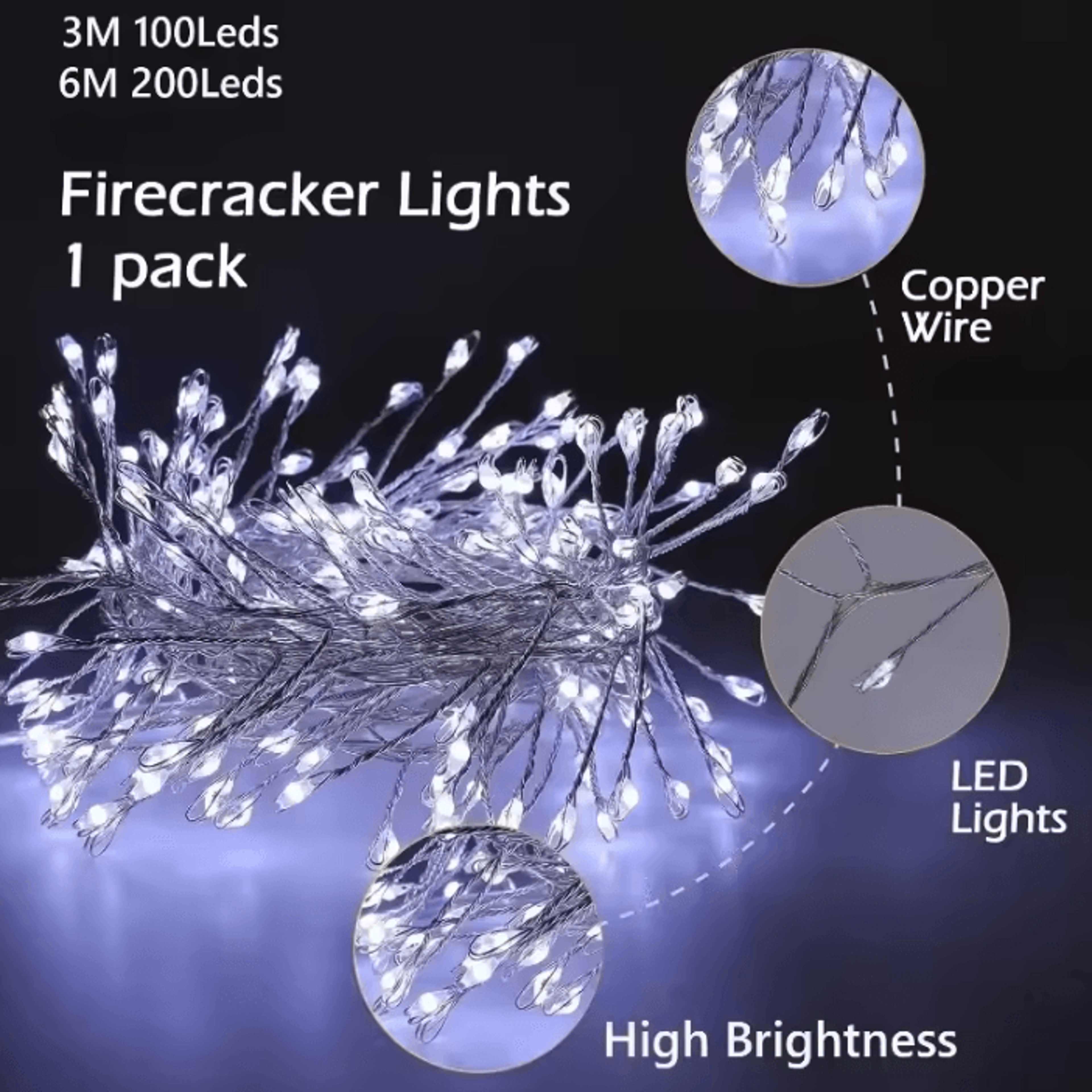 usb firecracker fairy string lights with remote control