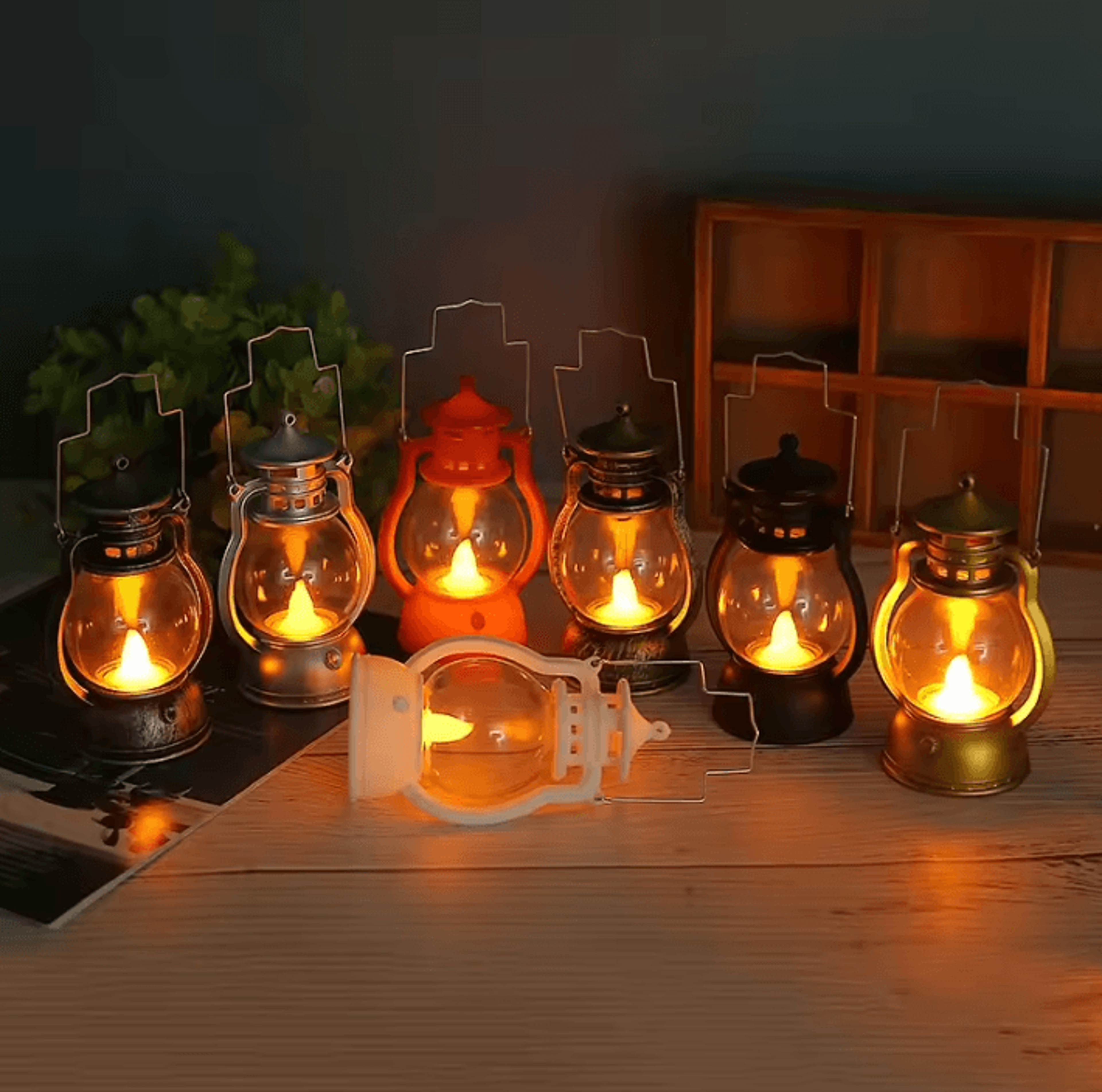 vintage led oil lamp portable battery powered hanging lantern