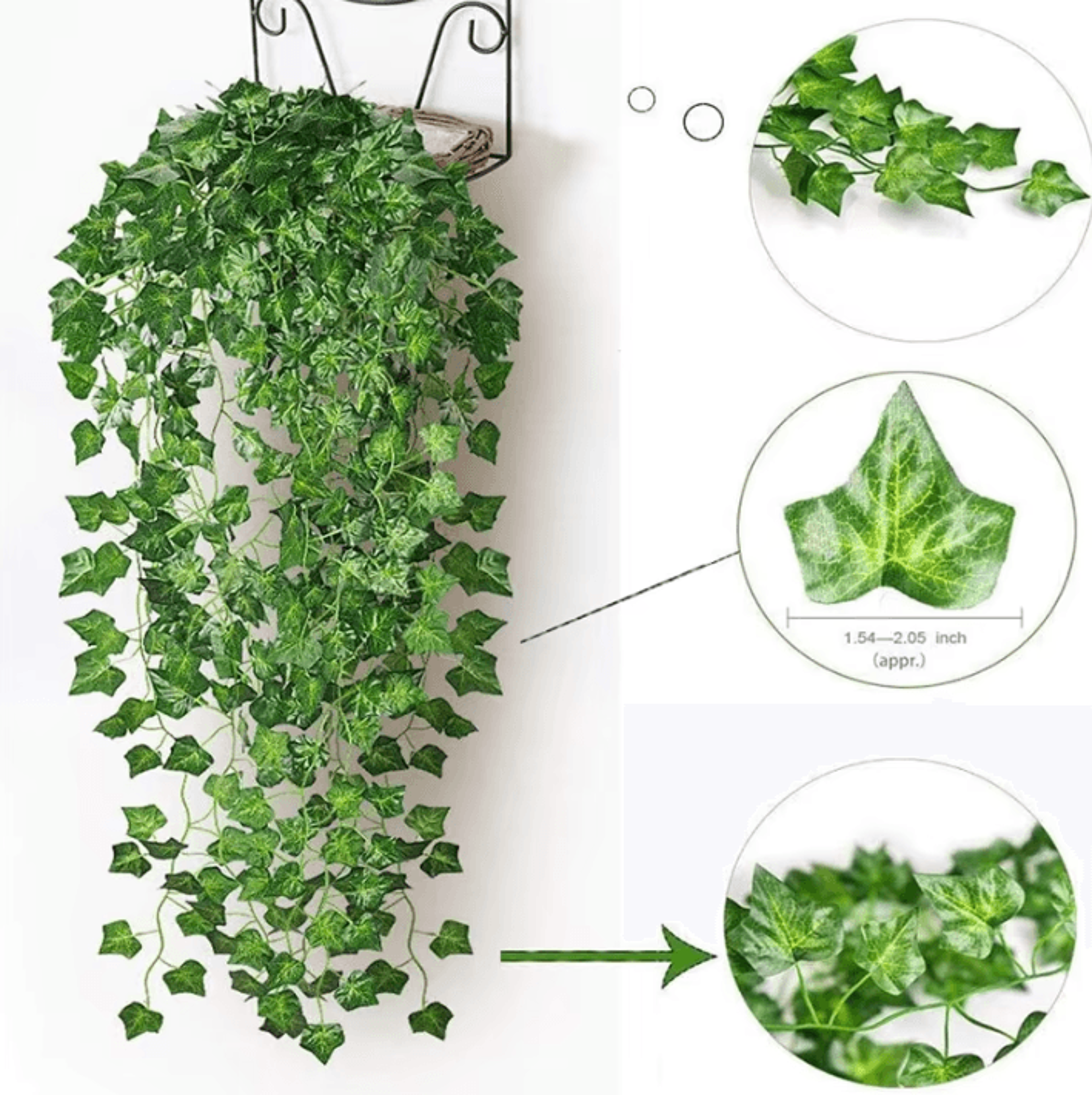 green leaf fairy string lights with artificial ivy vine
