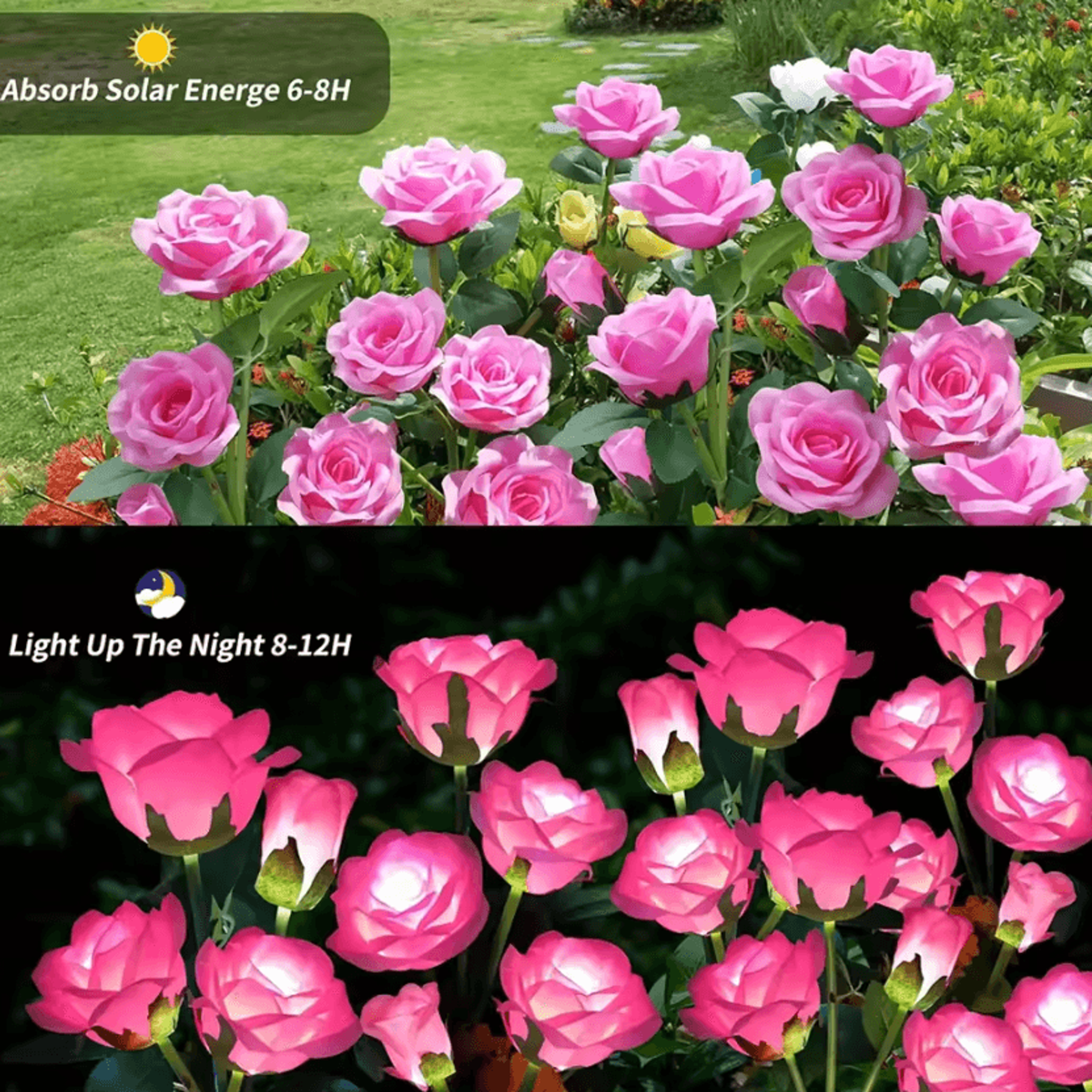 5 head solar rose flower garden lights