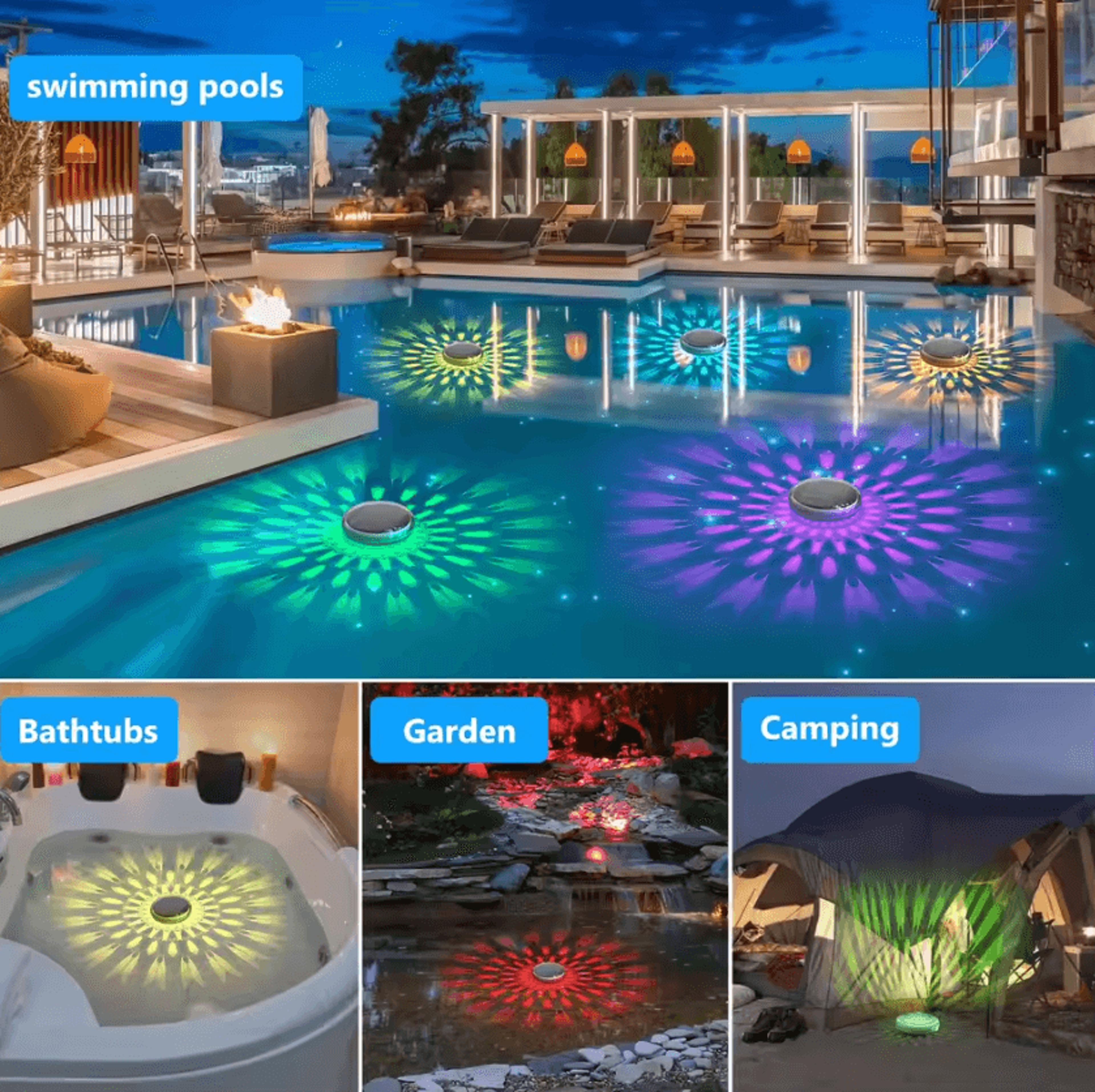 solar floating pool lights with color changing led glow