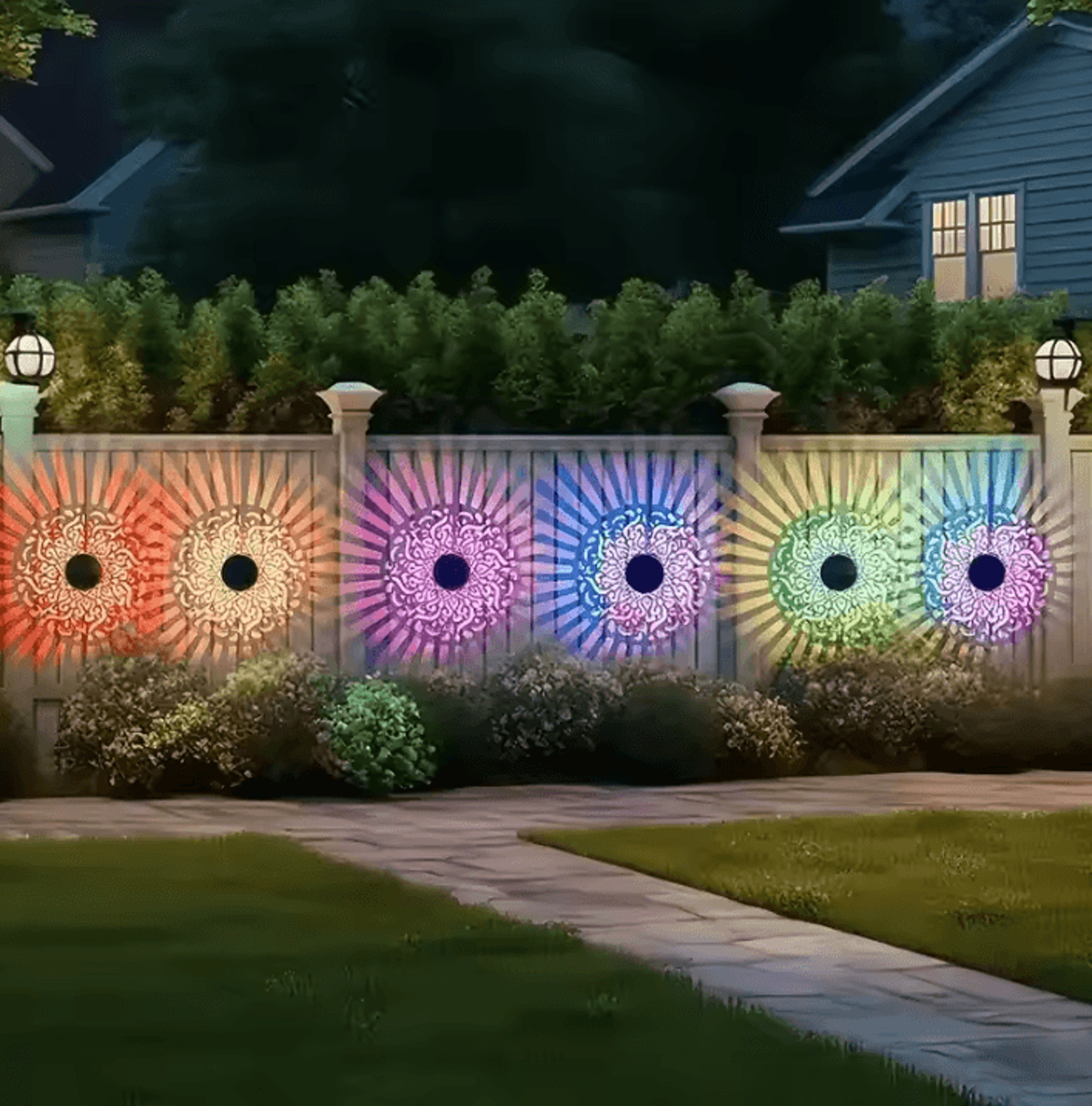 7 color solar datura wall lights for garden decor