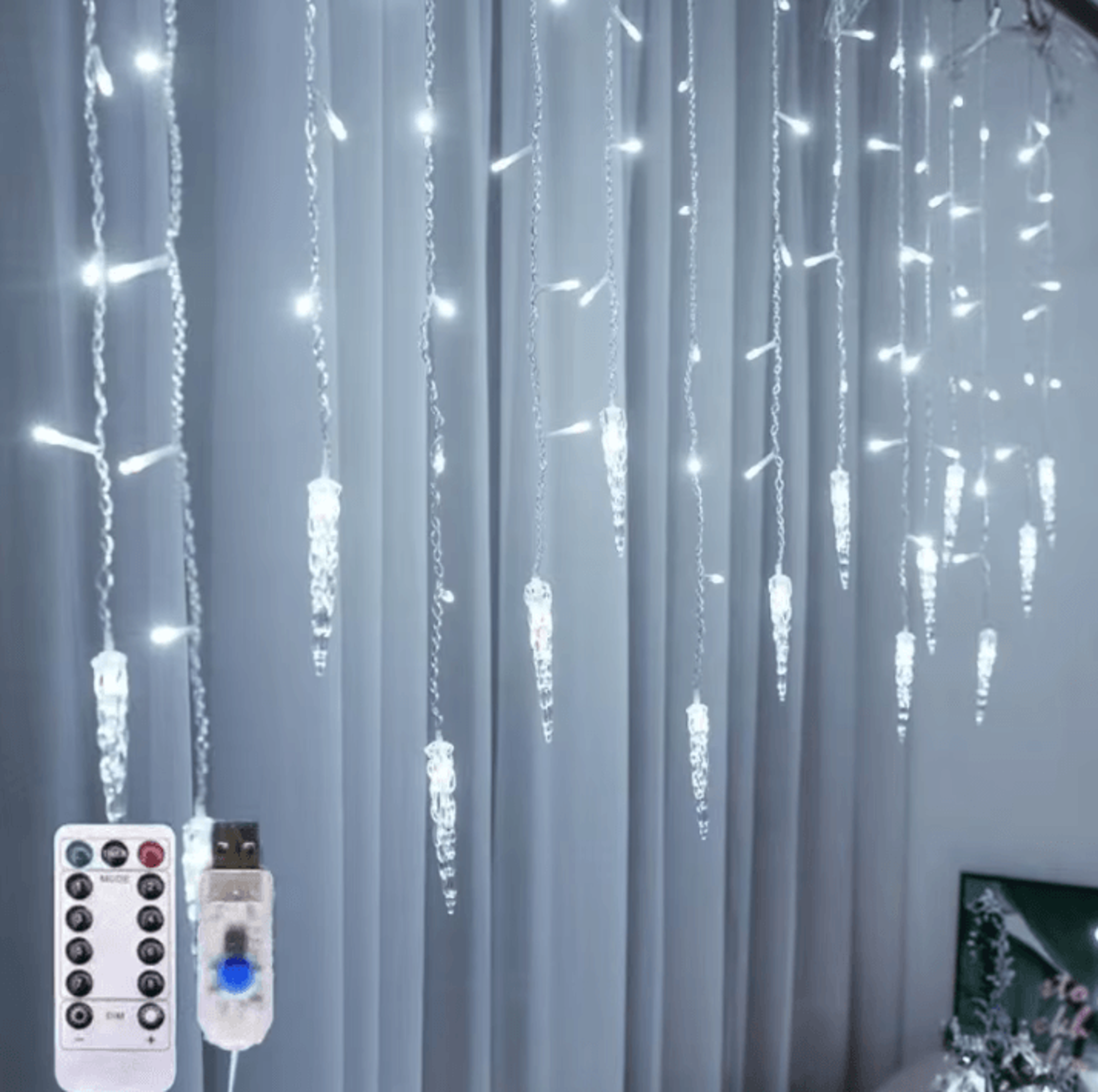 usb led icicle curtain lights for christmas decor