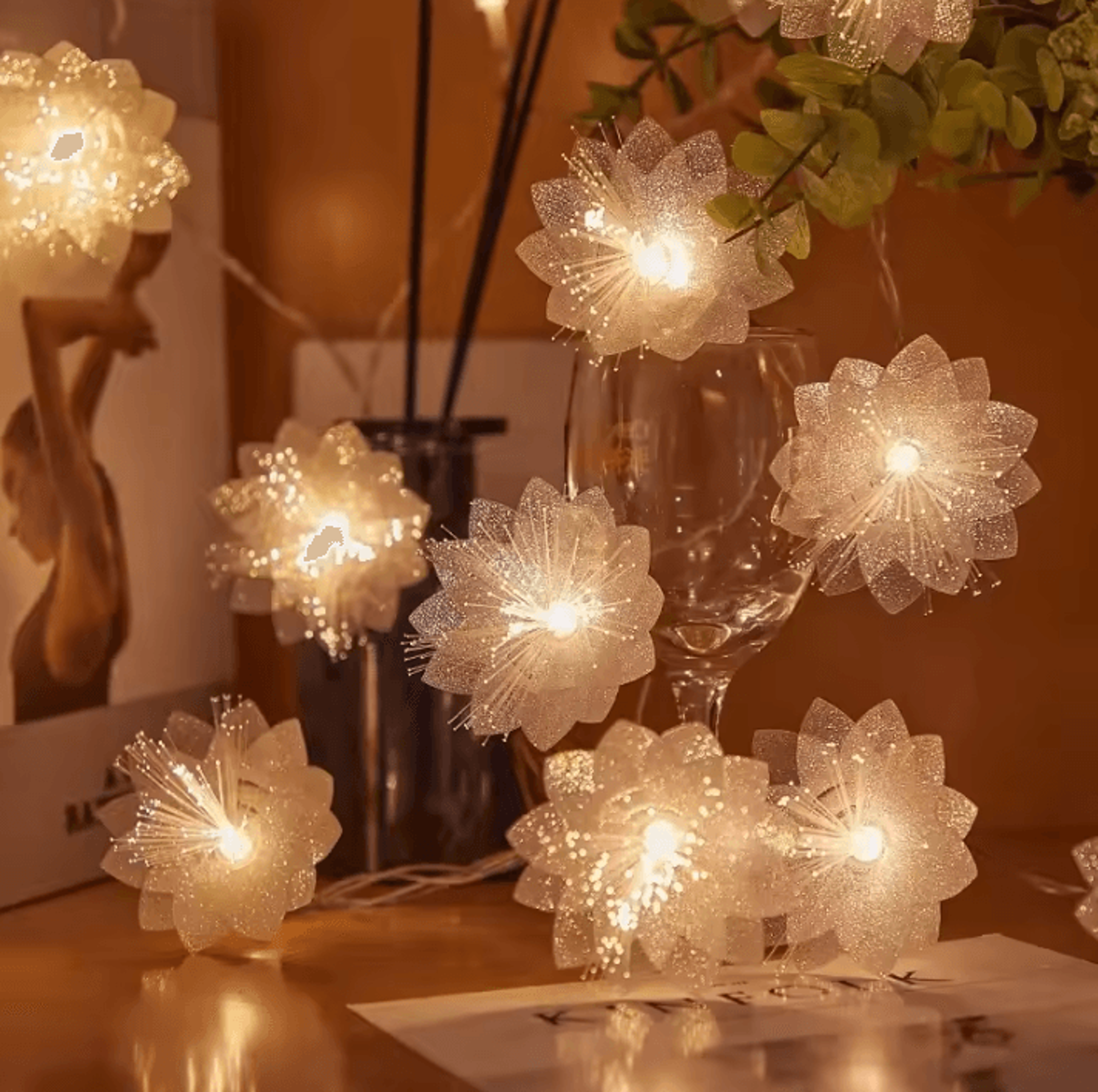 fiber optic flower fairy lights battery powered garland