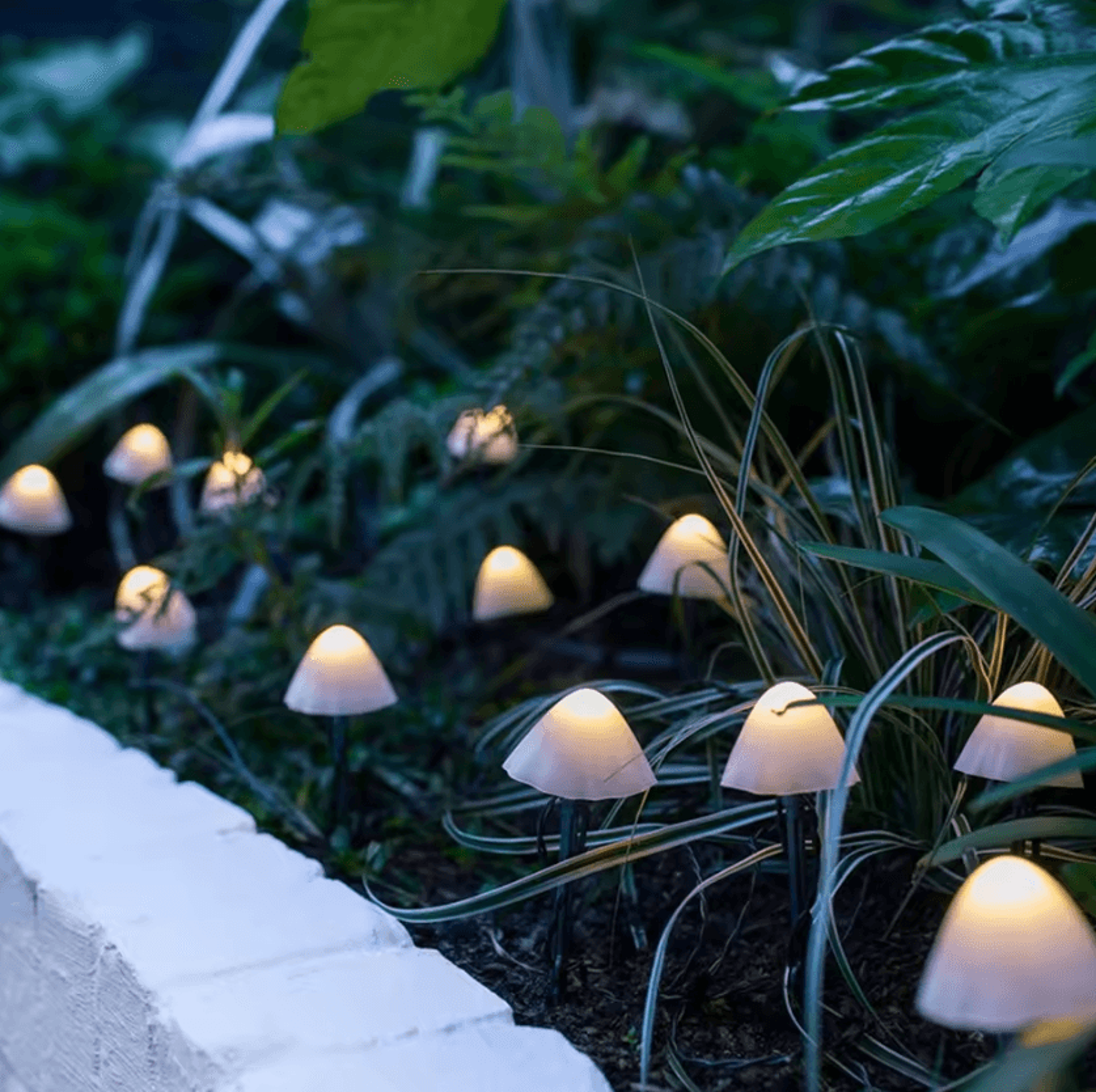 solar mushroom string lights for garden pathway decor