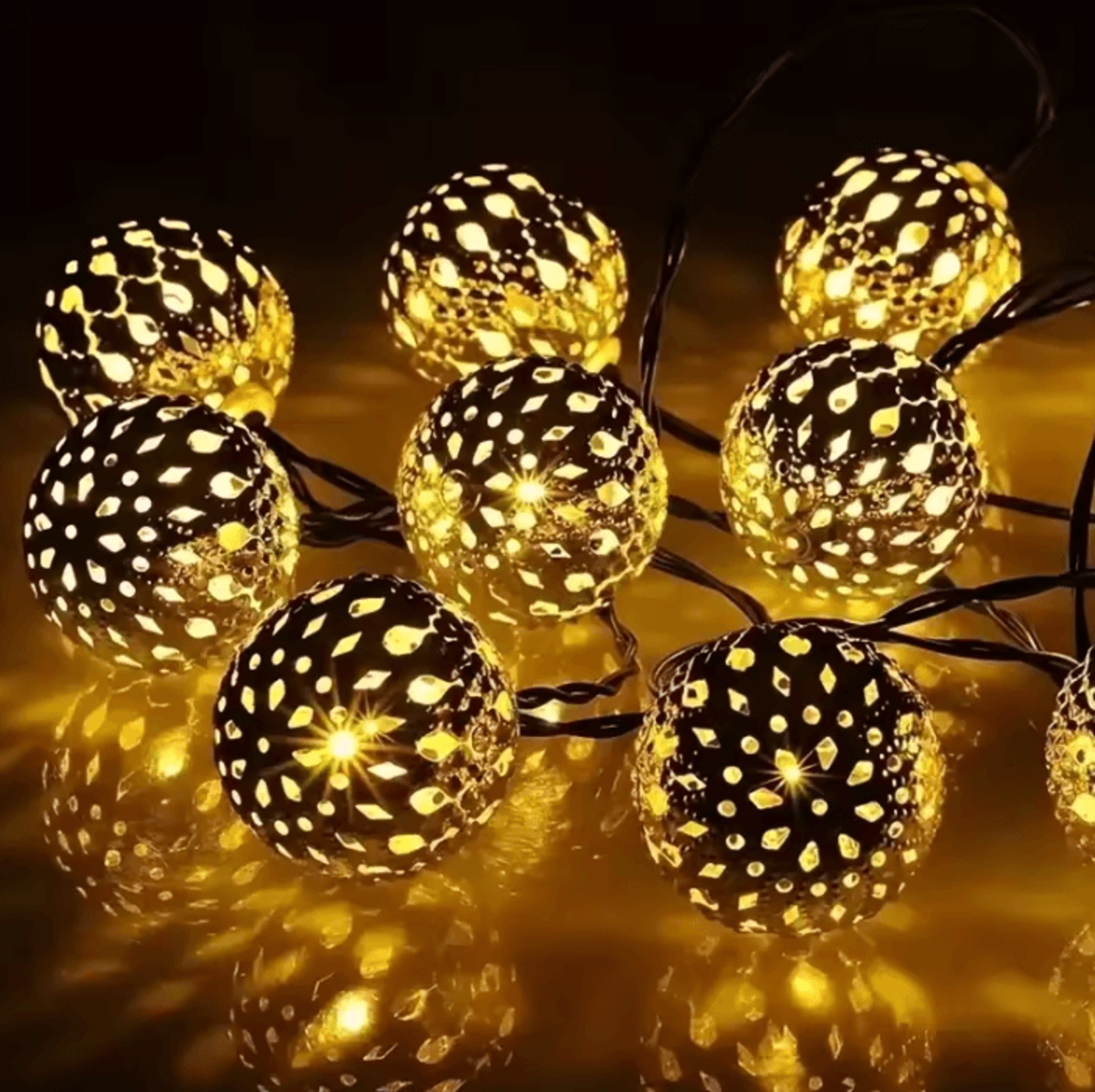 moroccan solar ball string lights with 8 lighting mode