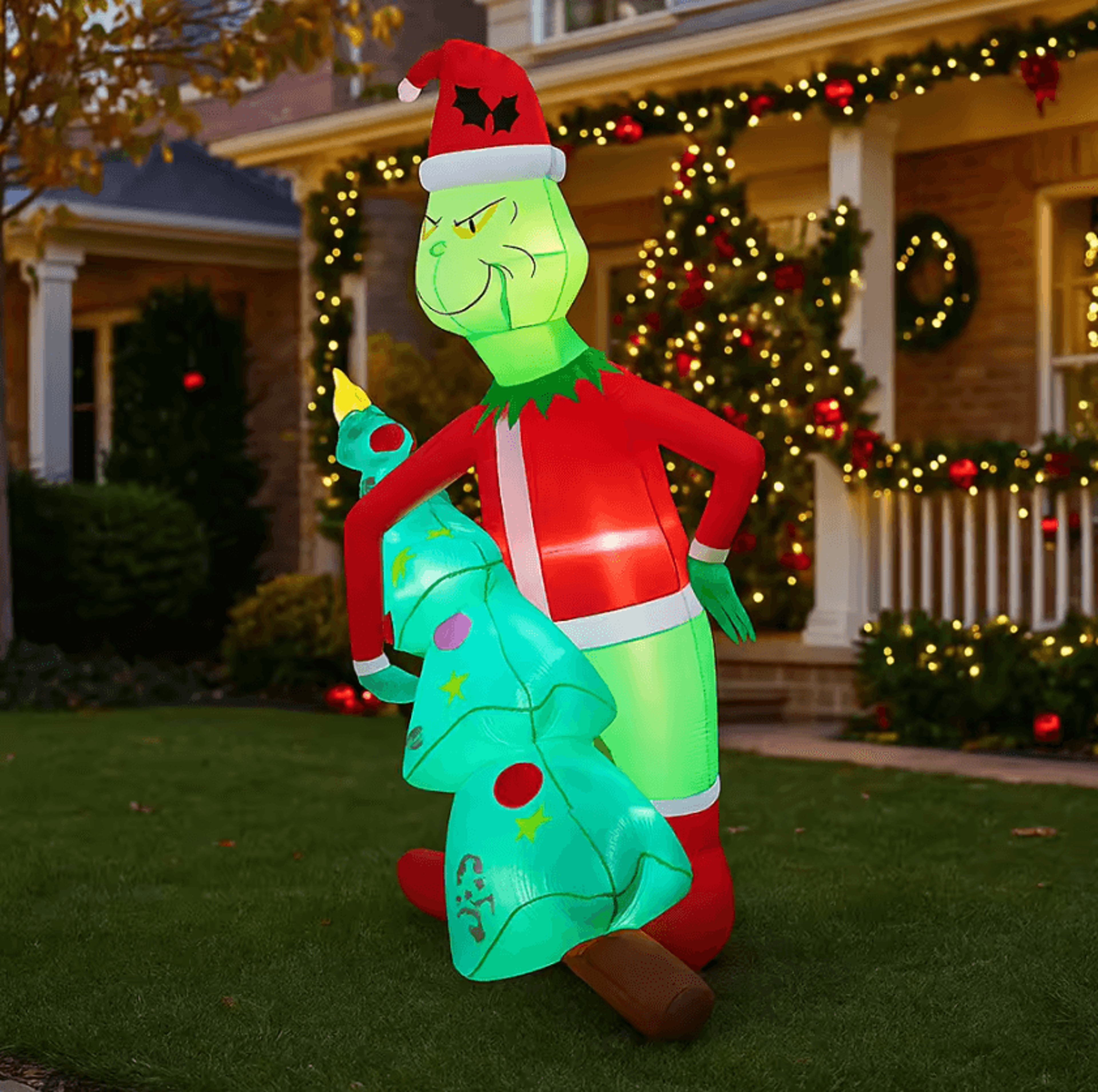 6.8ft grinch christmas inflatable with led lights