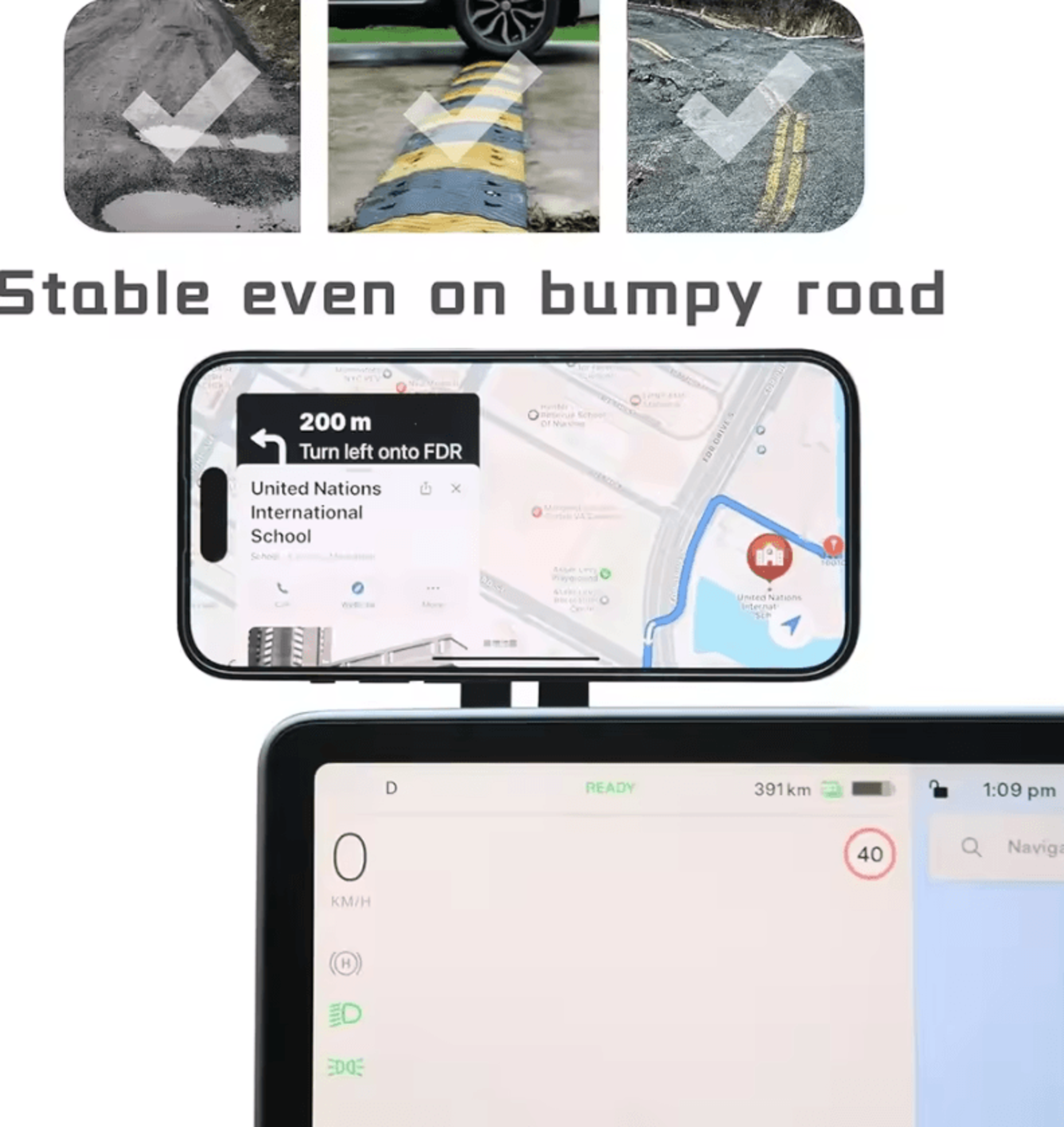 magnetic phone holder for tesla and laptop screens