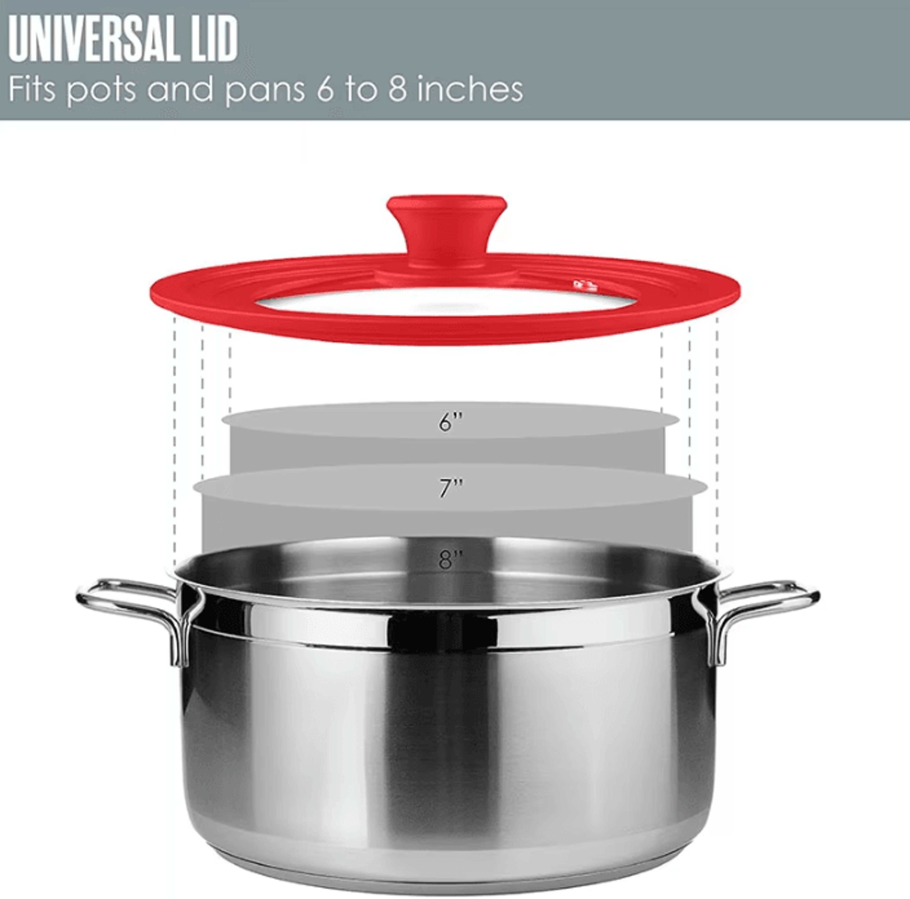 pgy universal tempered glass pot lid with silicone rim