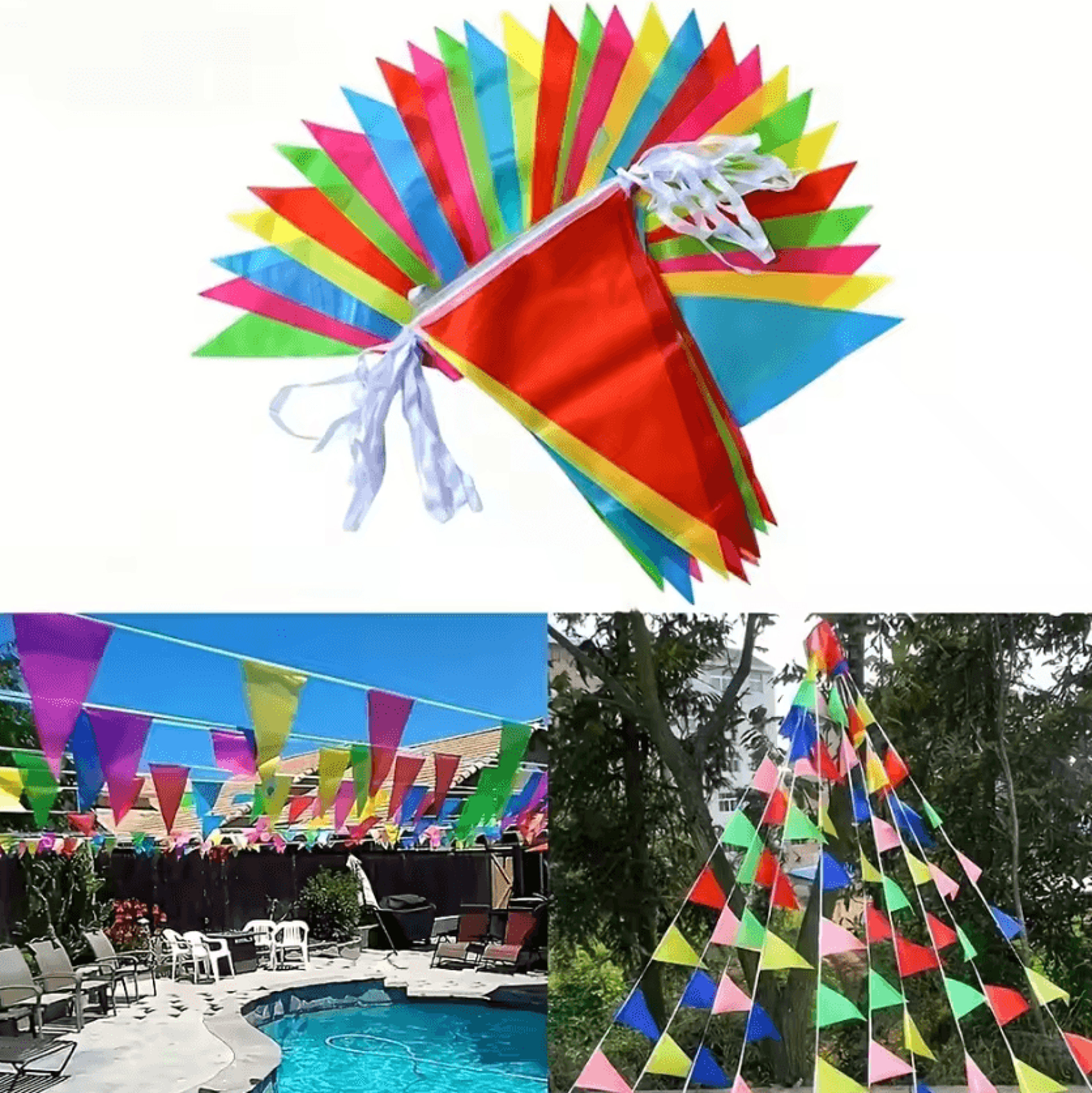 colorful triangle pennant banner flags for parties and events